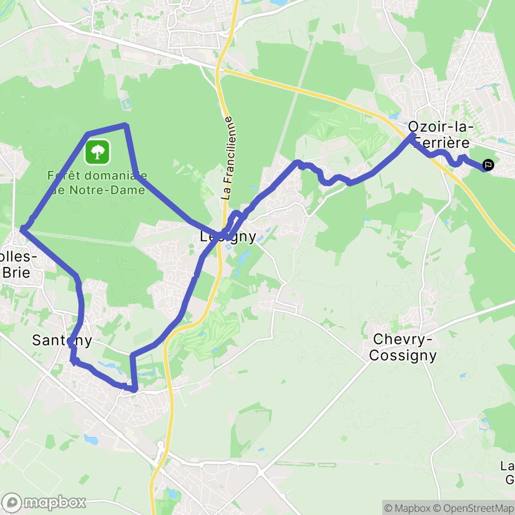 Ozoir-la-Ferrière : carte du parcours de randonnée - France