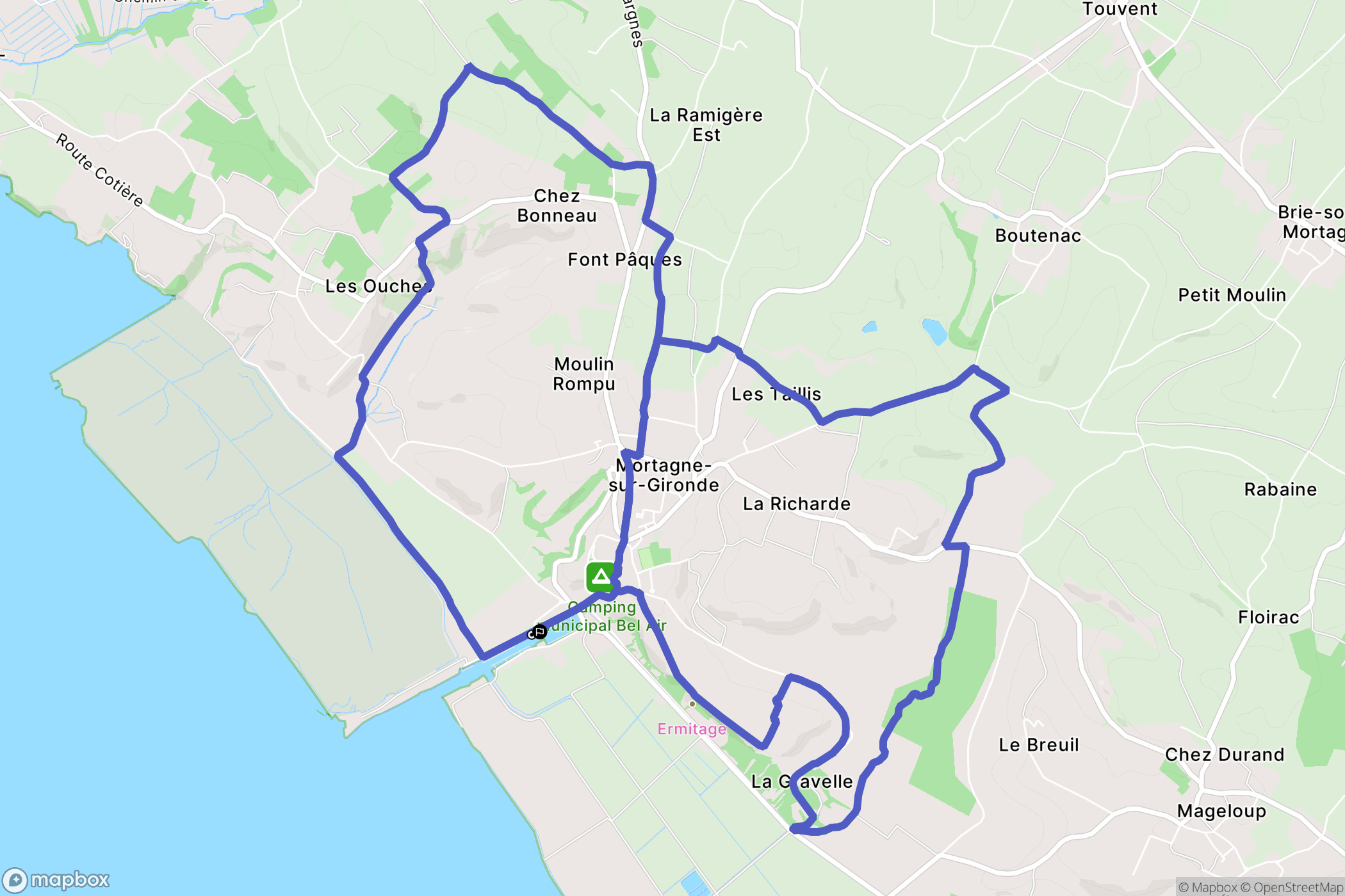 Mortagne-sur-Gironde : carte du parcours de randonnée - France