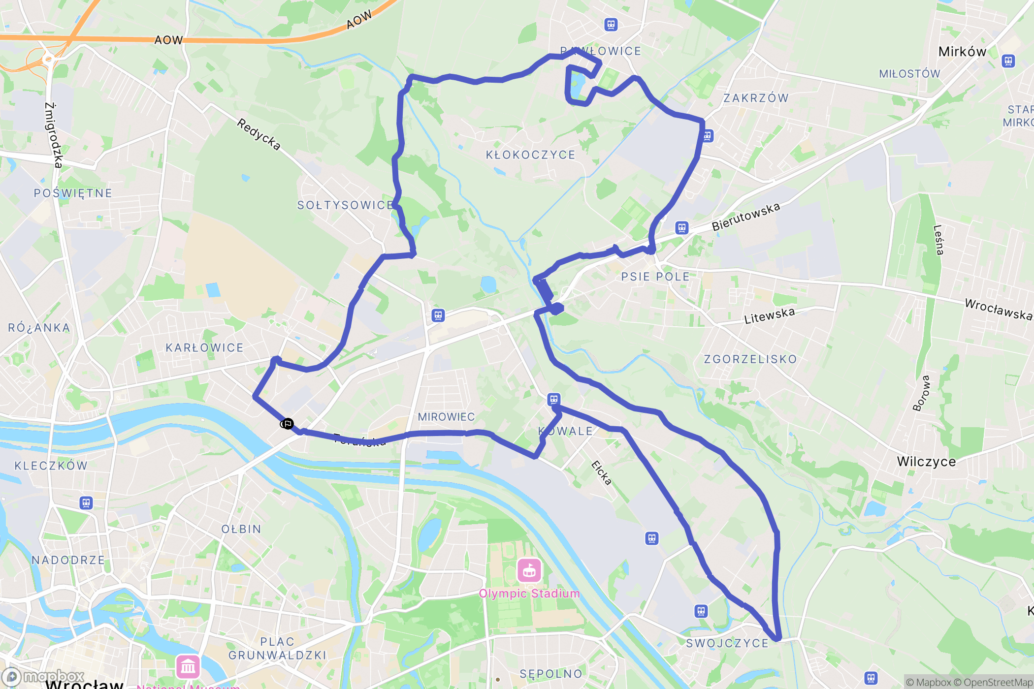 Wrocław: mapa trasy - Poland