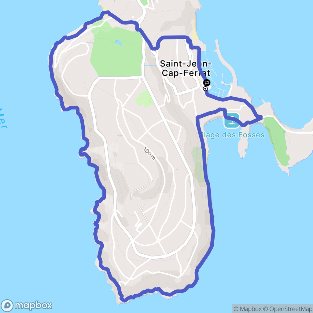 Saint-Jean-Cap-Ferrat : carte du parcours de randonnée - France