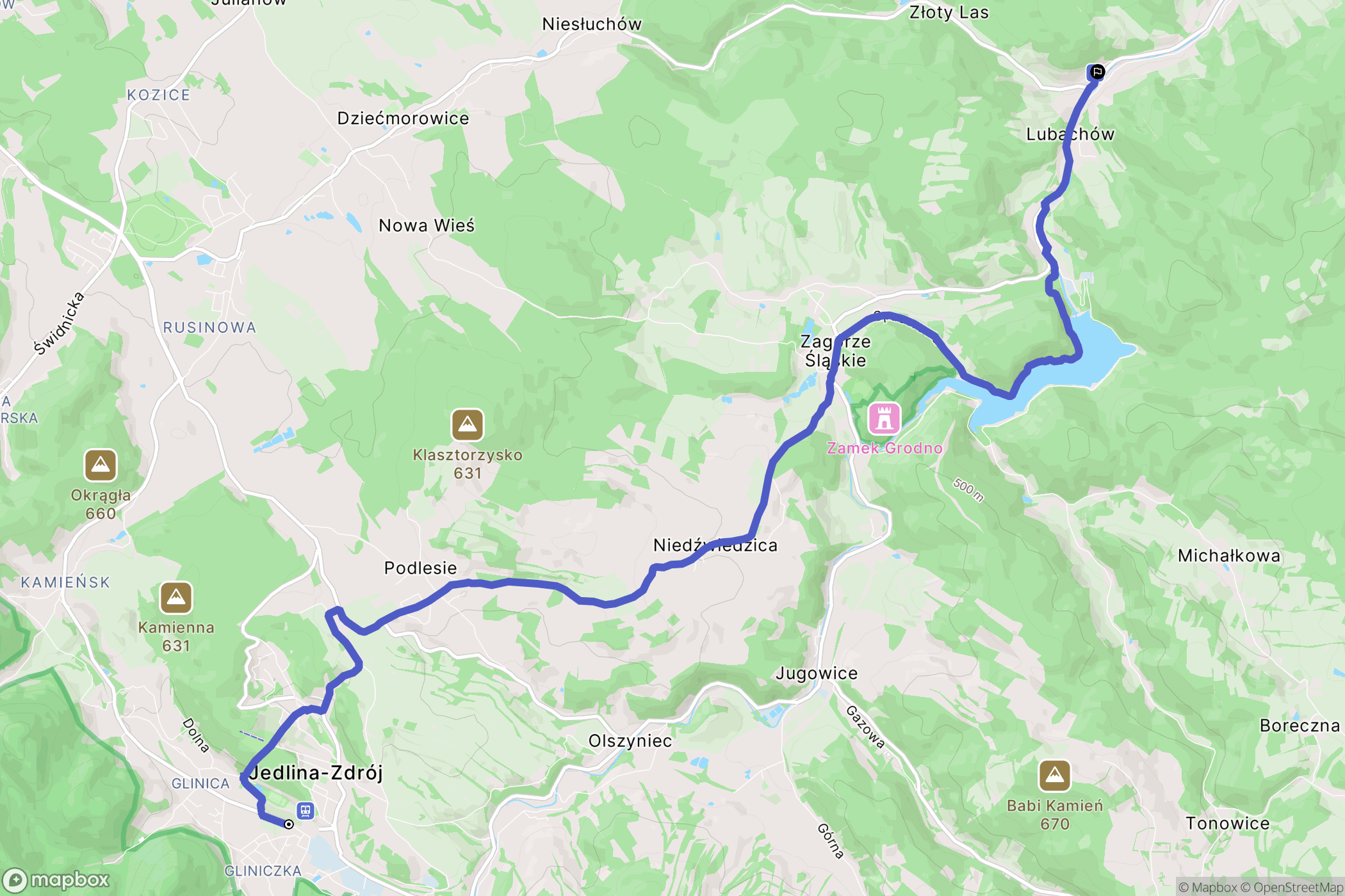 Jedlina-Zdrój: mapa trasy - Poland