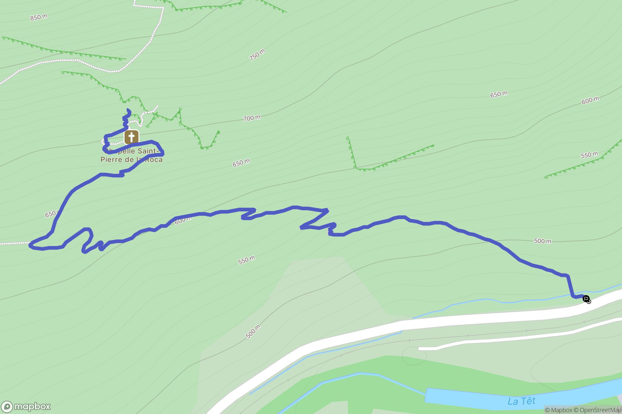Fuilla : carte du parcours de randonnée - France