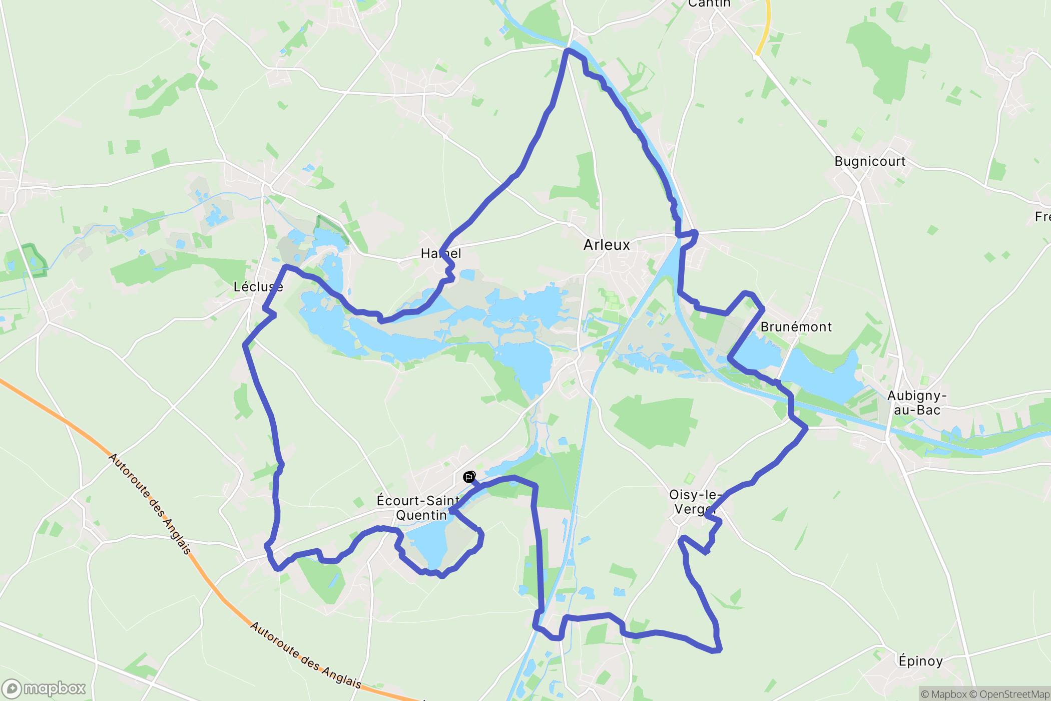 Écourt-Saint-Quentin : carte du parcours de randonnée - France