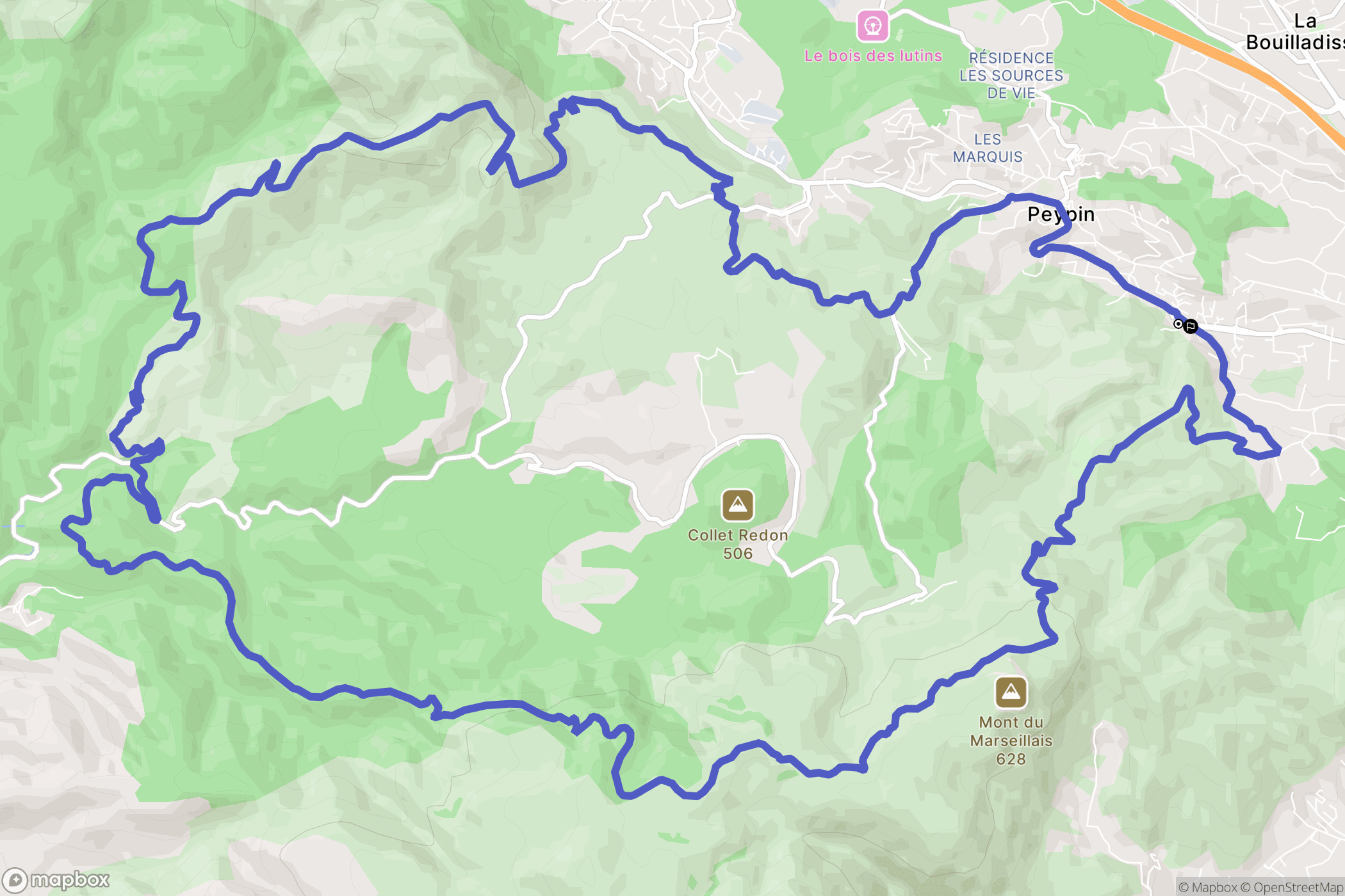 Peypin : carte du parcours de randonnée - France