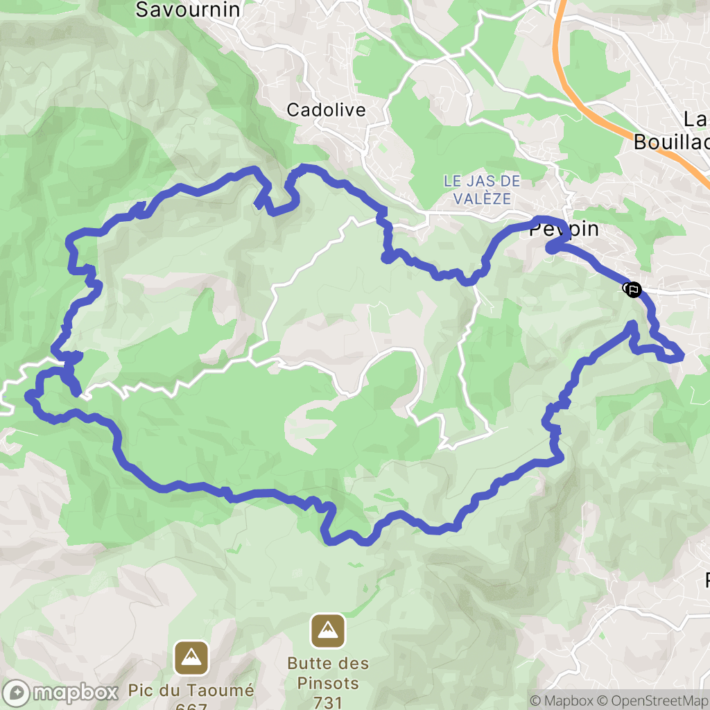 Peypin : carte du parcours de randonnée - France