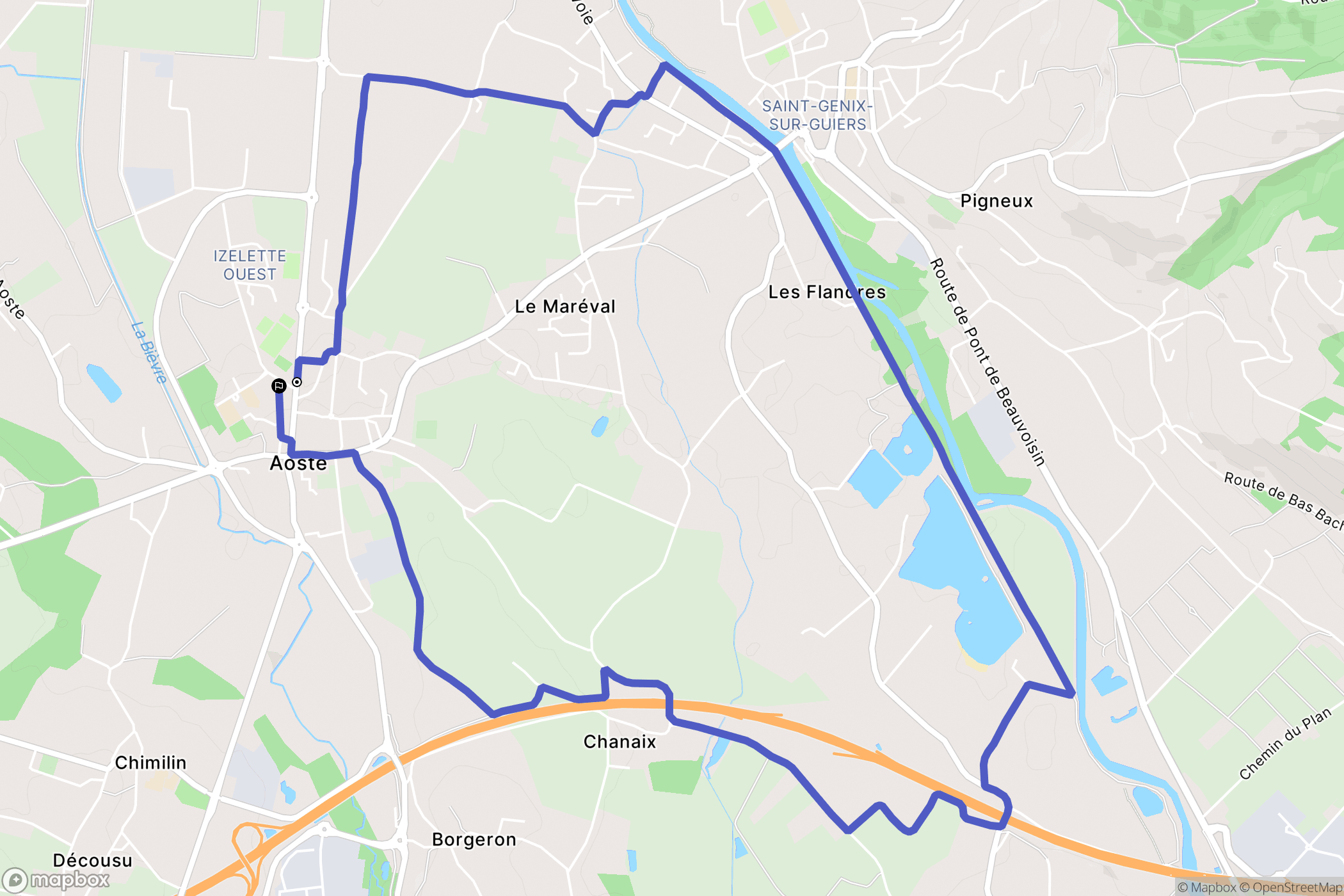 Aoste : carte du parcours de randonnée - France