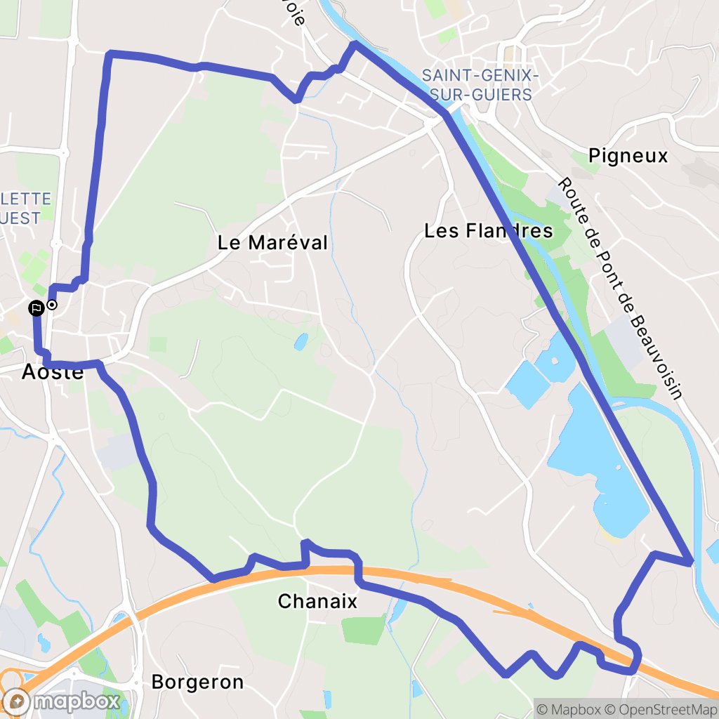 Aoste : carte du parcours de randonnée - France