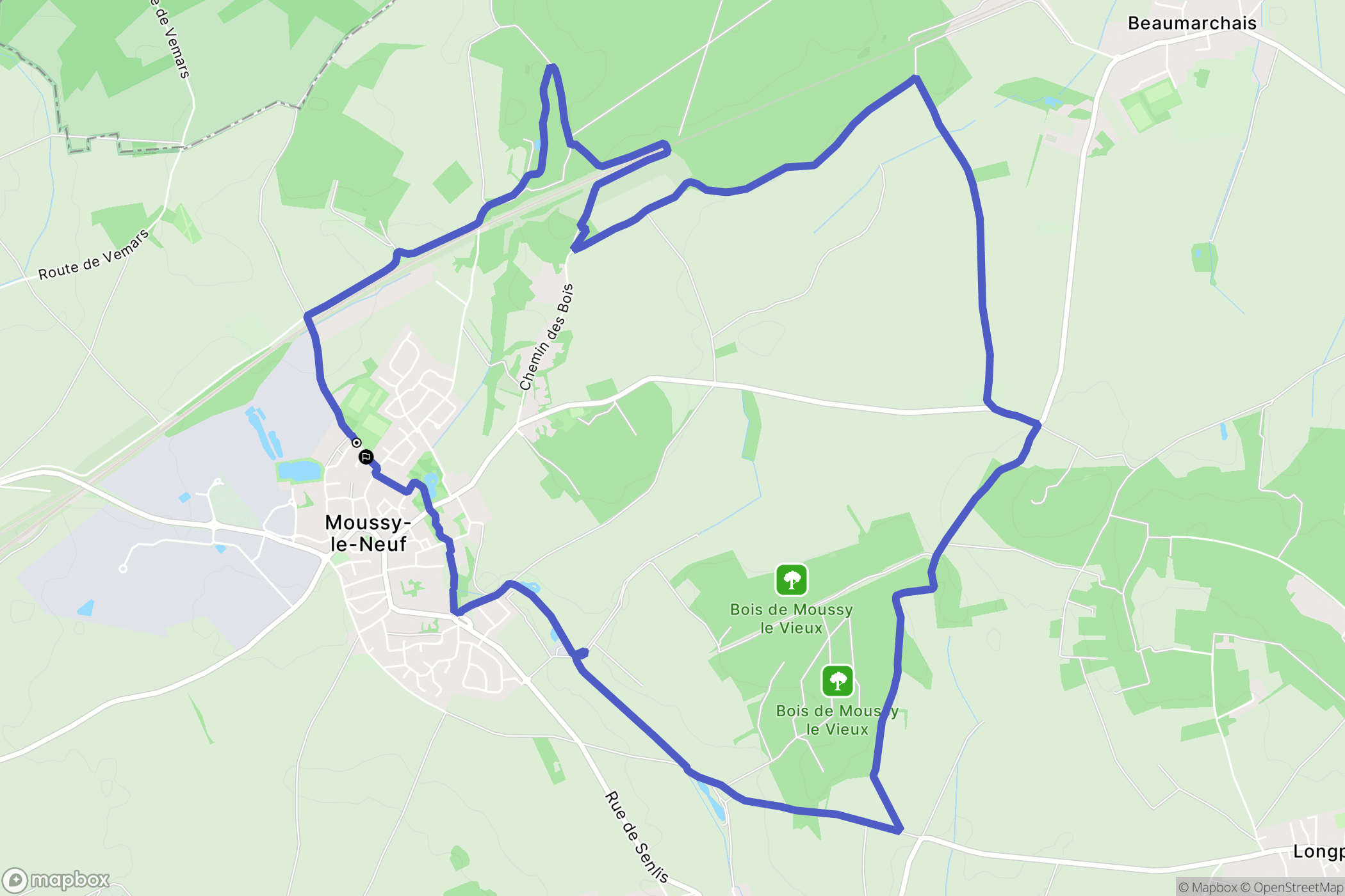 Moussy-le-Neuf : carte du parcours de randonnée - France