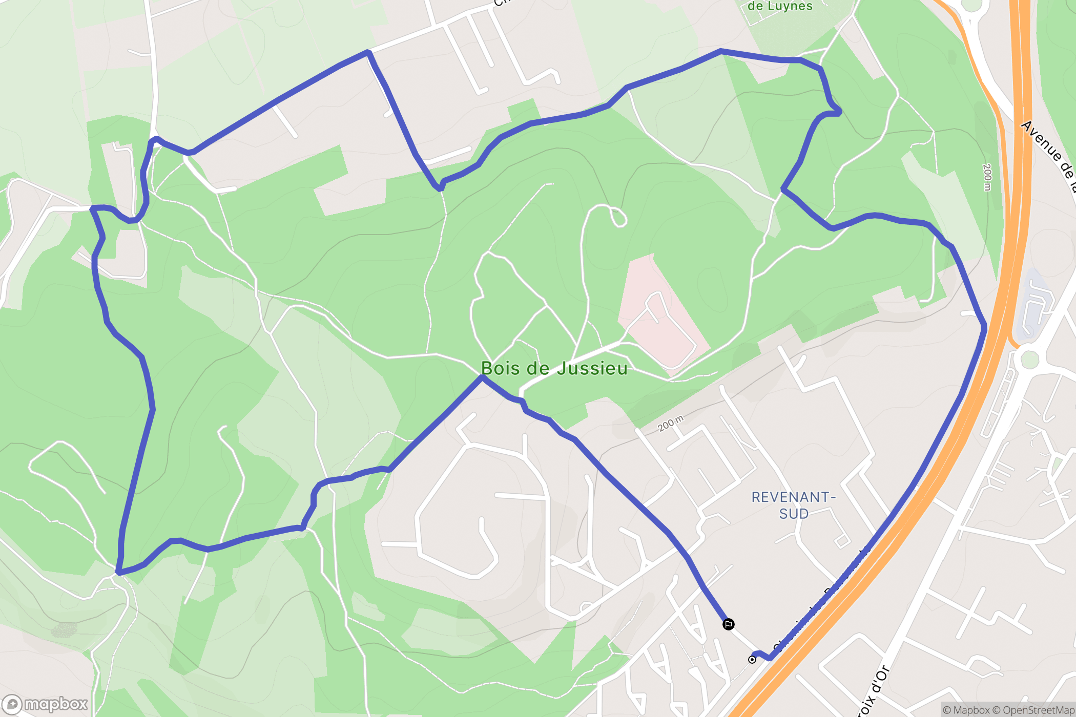 Bouc-Bel-Air : carte du parcours de randonnée - France