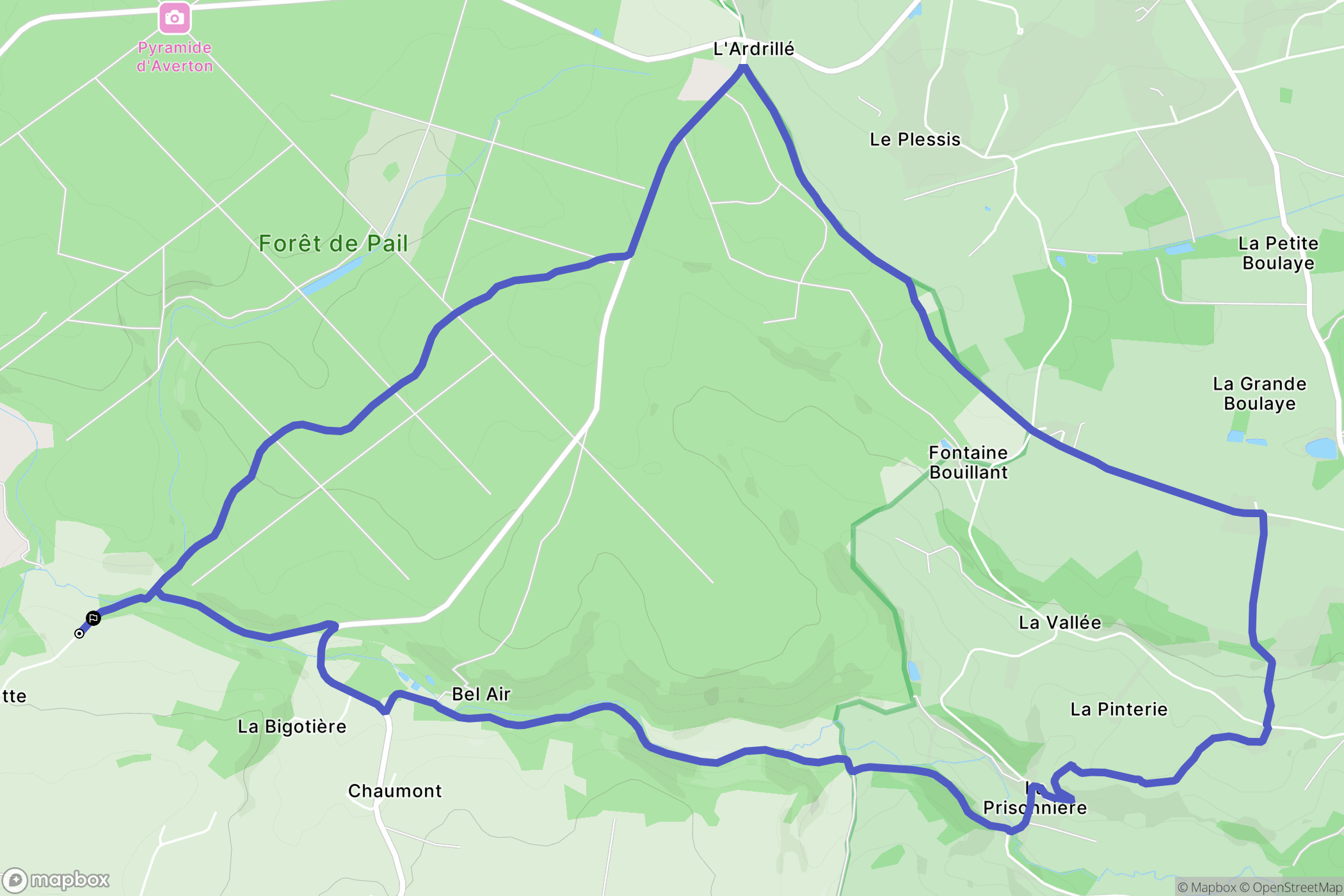 Averton : carte du parcours de randonnée - France