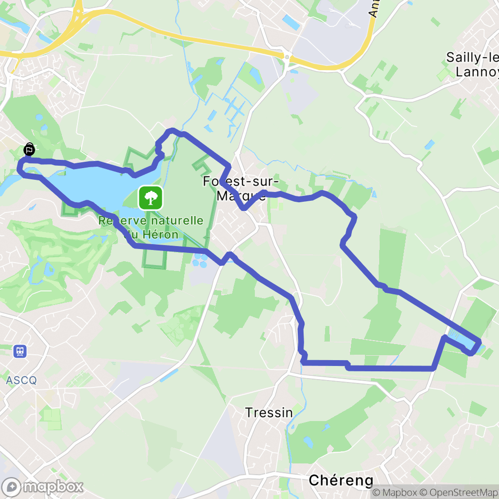 Villeneuve-d'Ascq : carte du parcours de randonnée - France