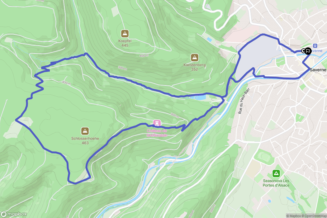 Saverne : carte du parcours de randonnée - France