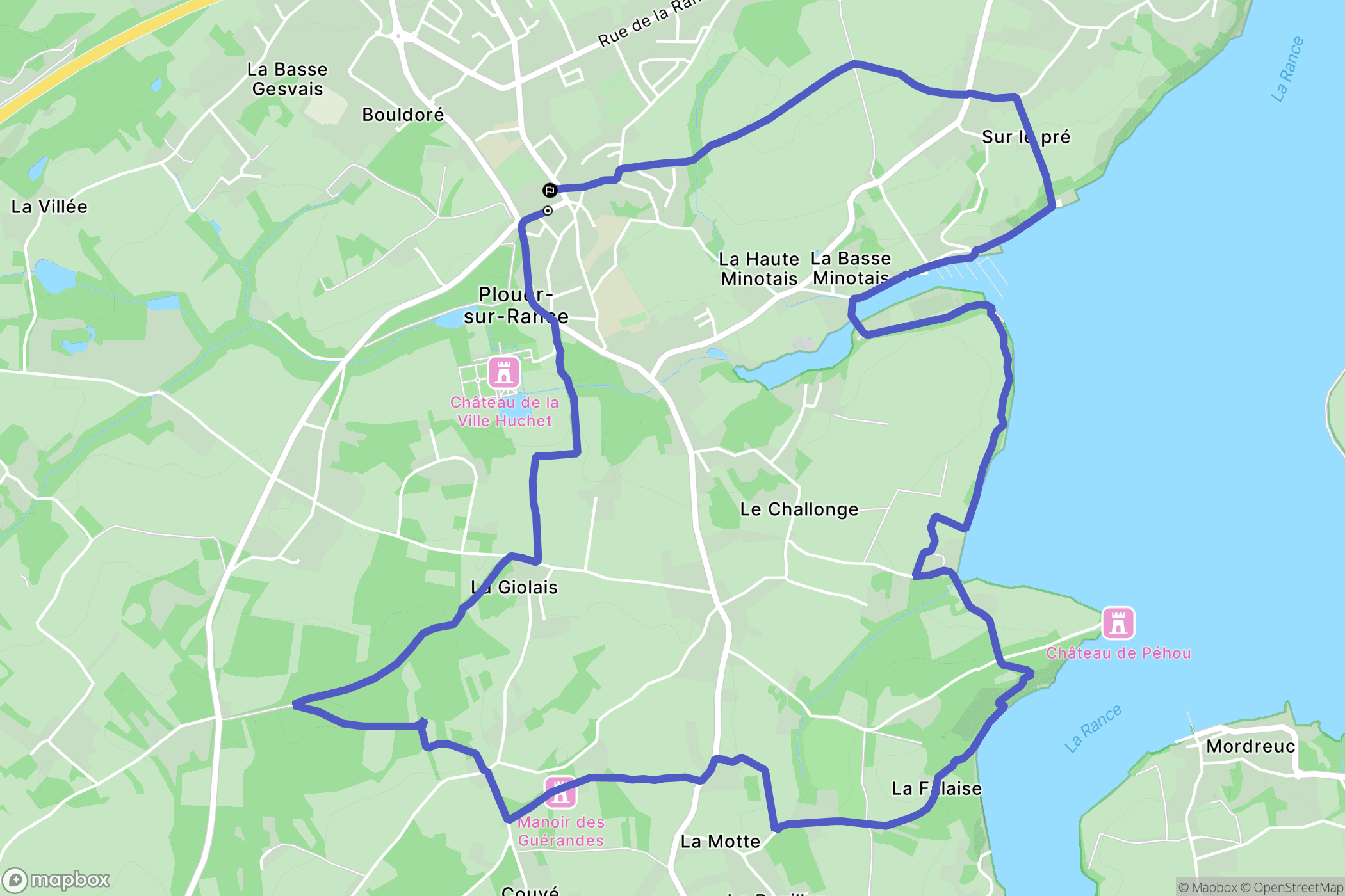 Plouër-sur-Rance : carte du parcours de randonnée - France