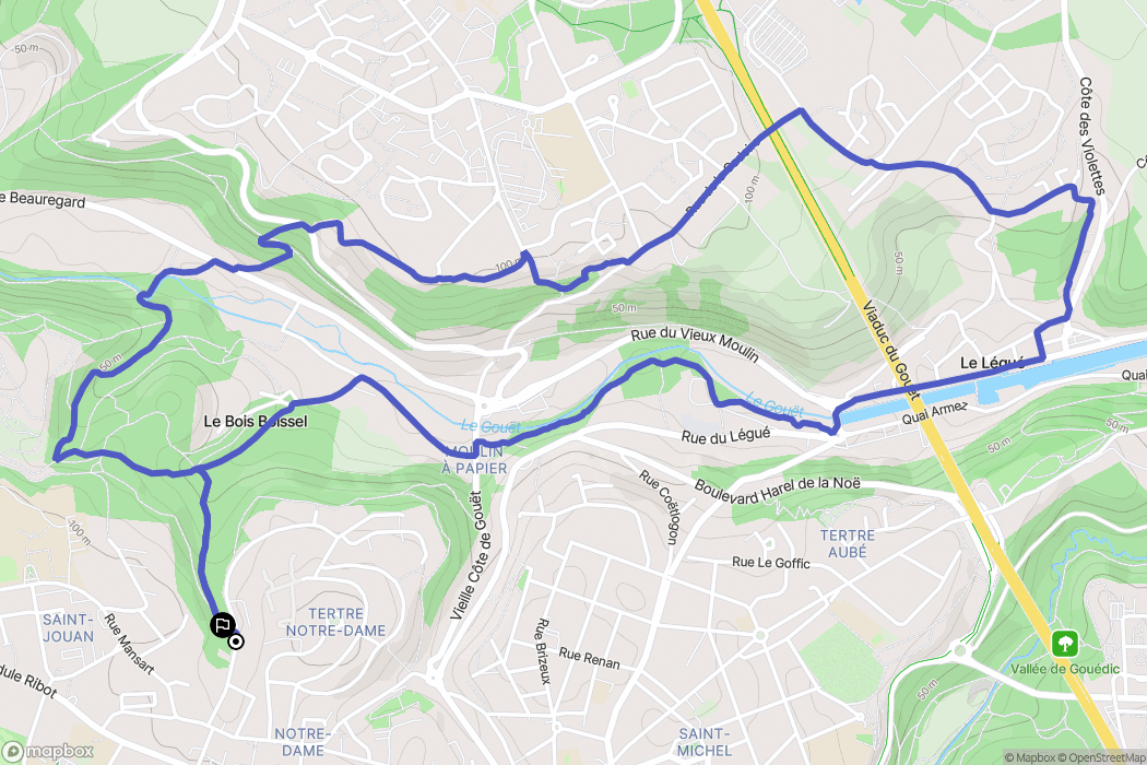 Saint-Brieuc : carte du parcours de randonnée - France