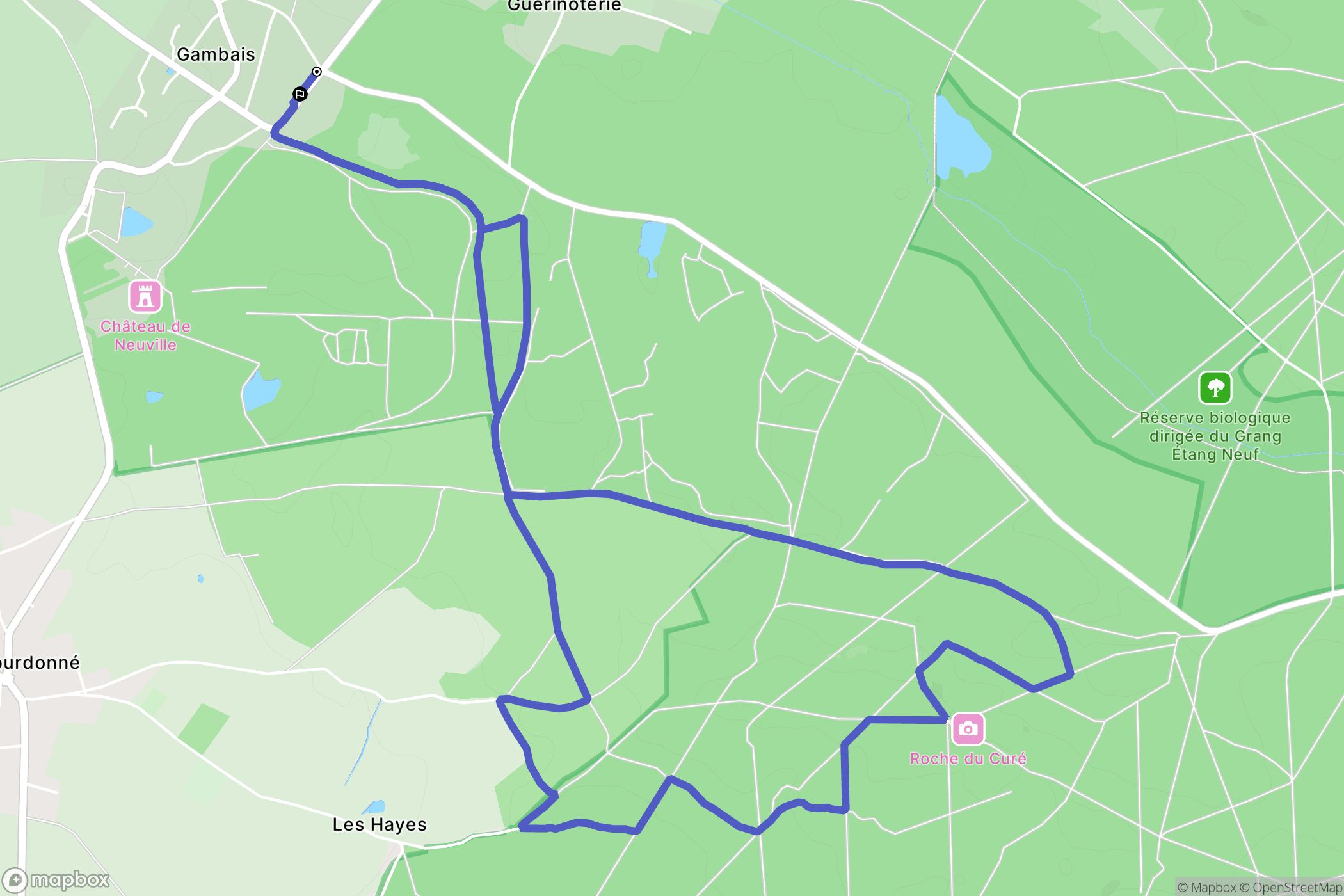 Gambais : carte du parcours de randonnée - France