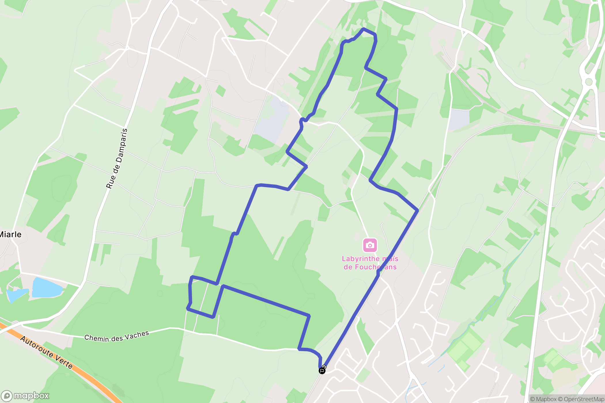 Foucherans : carte du parcours de randonnée - France