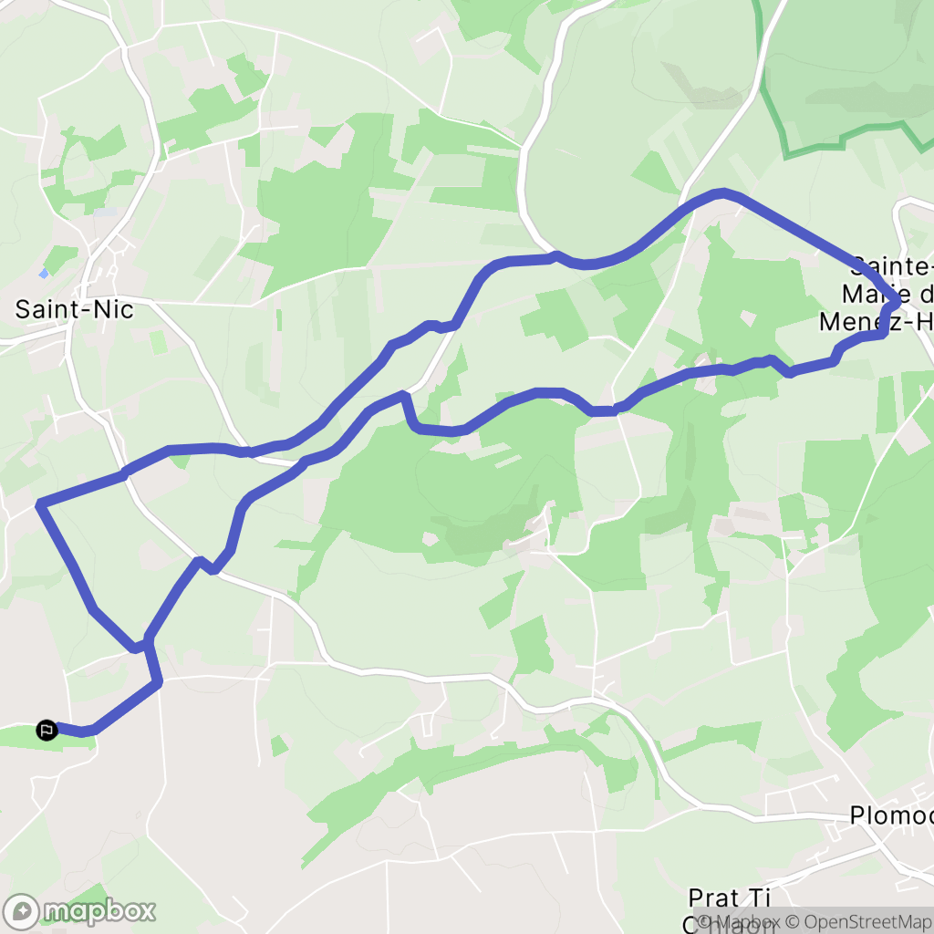 Plomodiern : carte du parcours de randonnée - France