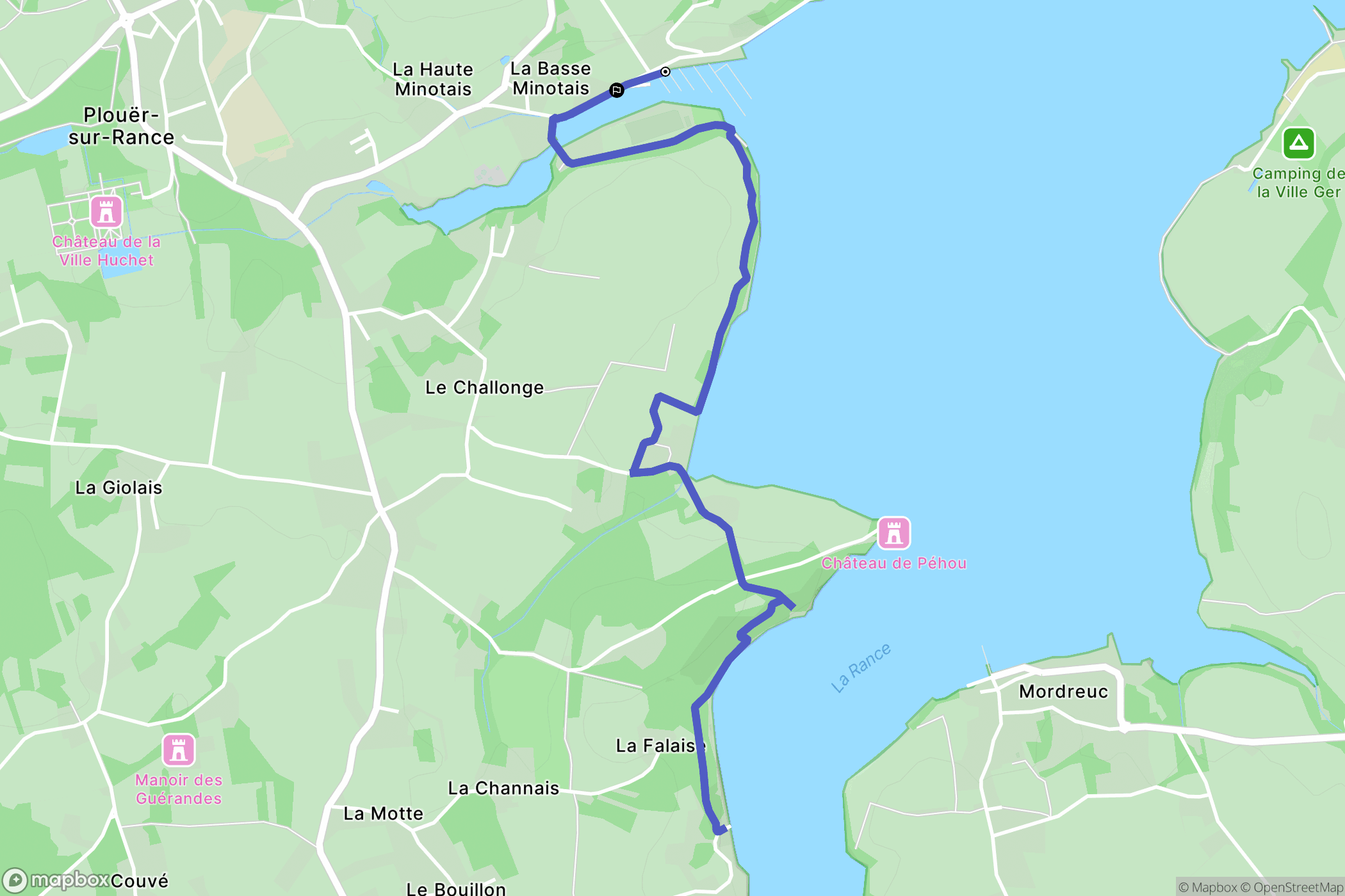 Plouër-sur-Rance : carte du parcours de randonnée - France