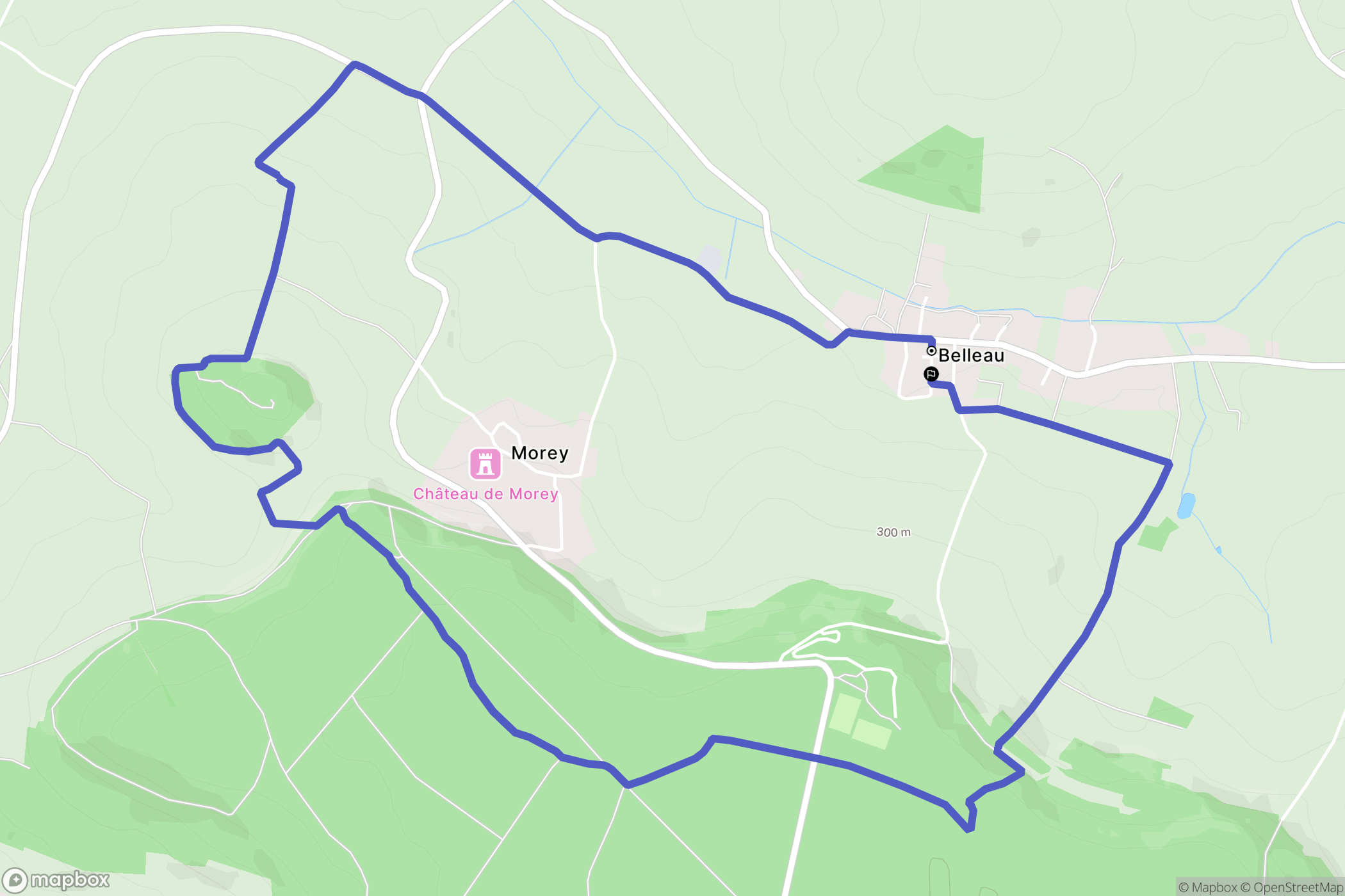 Belleau : carte du parcours de randonnée - France