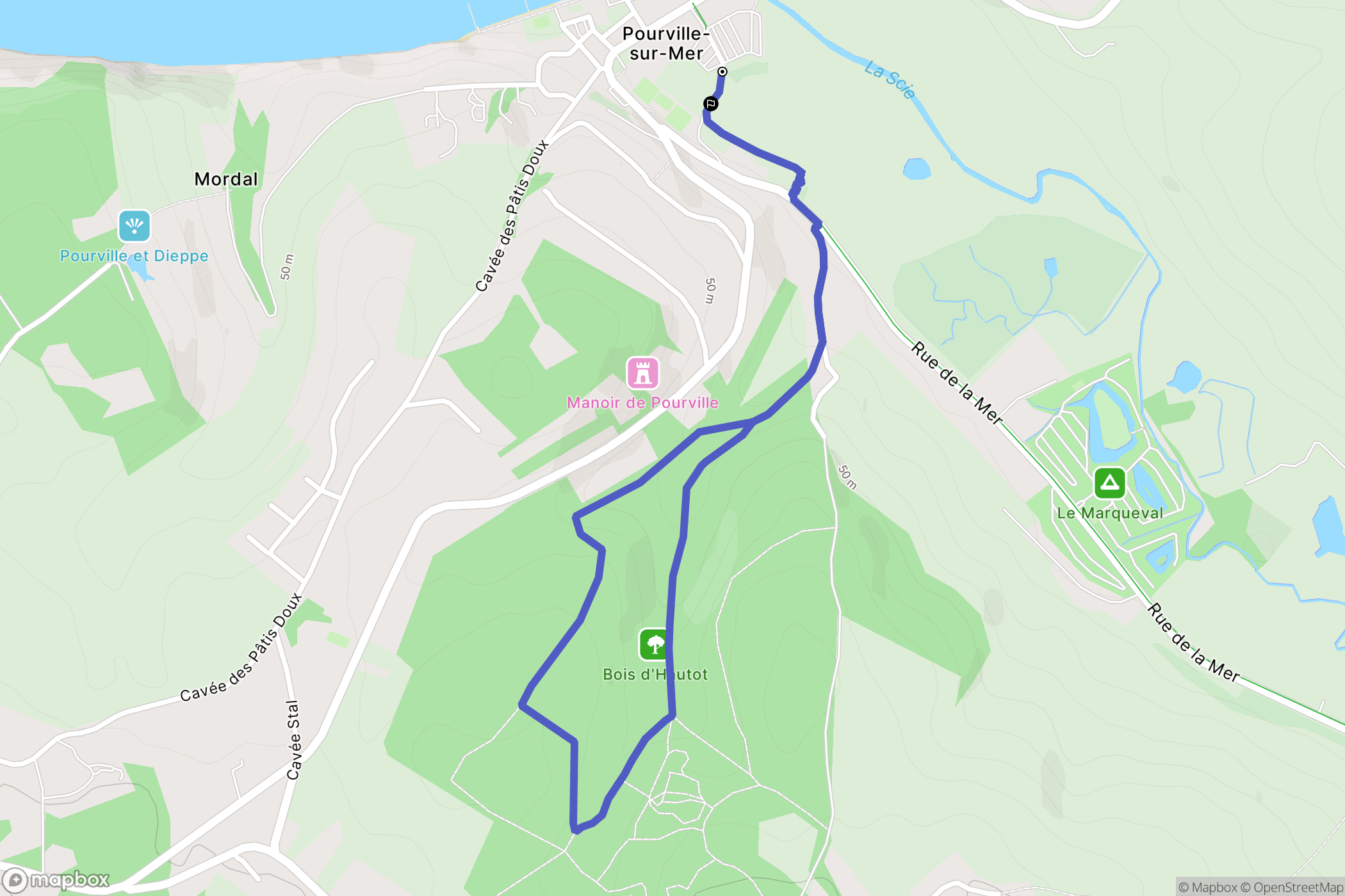 Hautot-sur-Mer : carte du parcours de randonnée - France