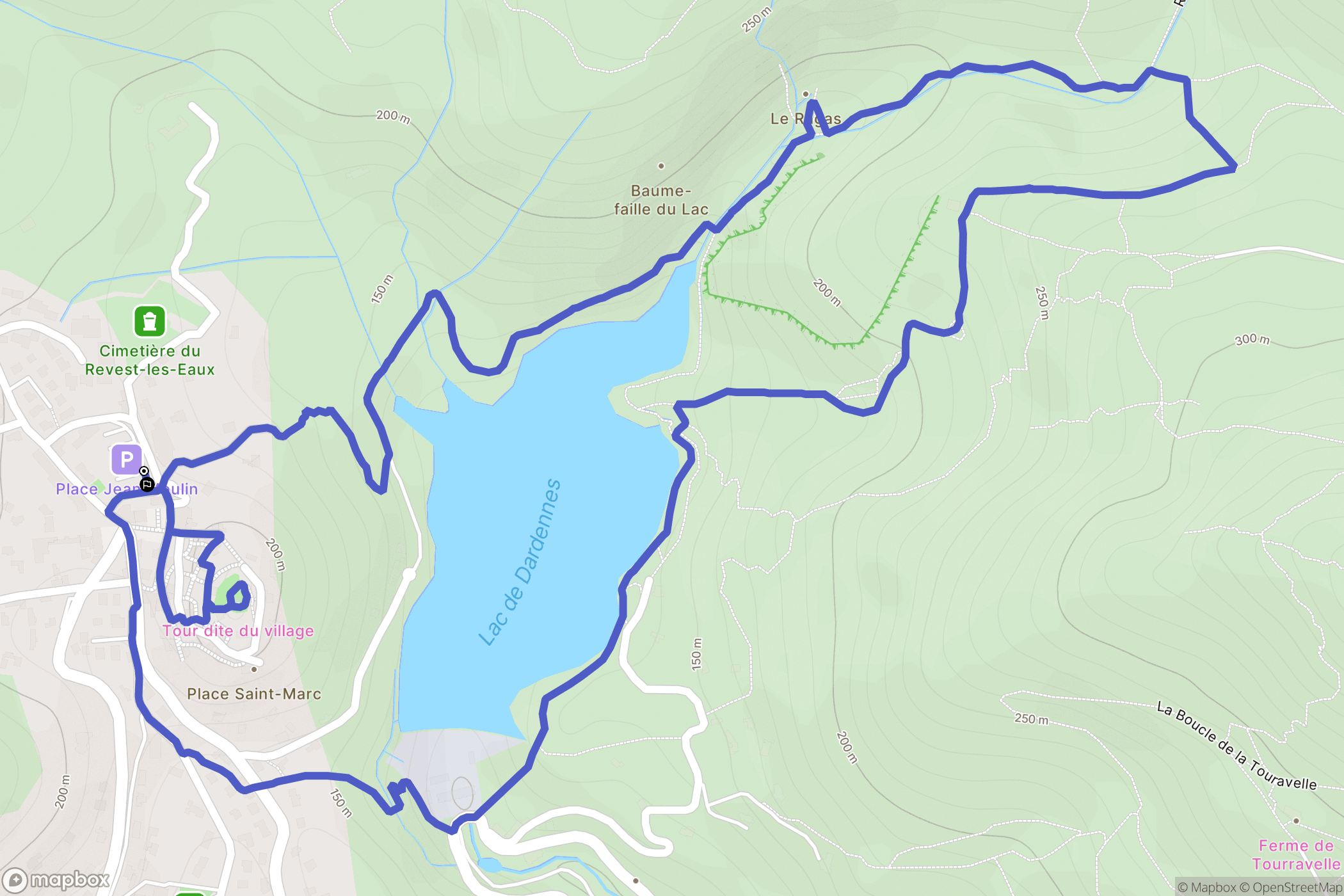 Le Revest-les-Eaux : carte du parcours de randonnée - France
