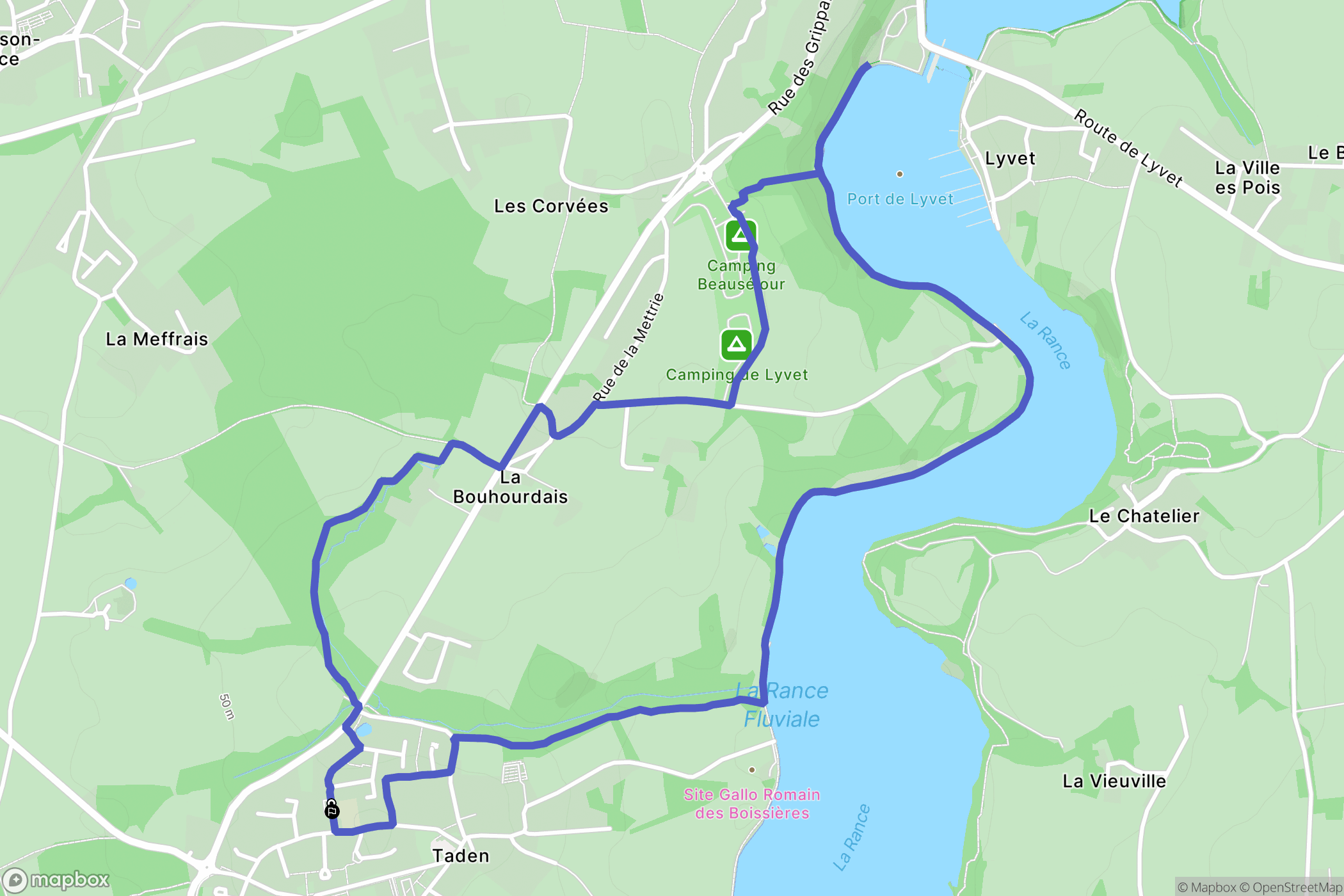 Taden : carte du parcours de randonnée - France