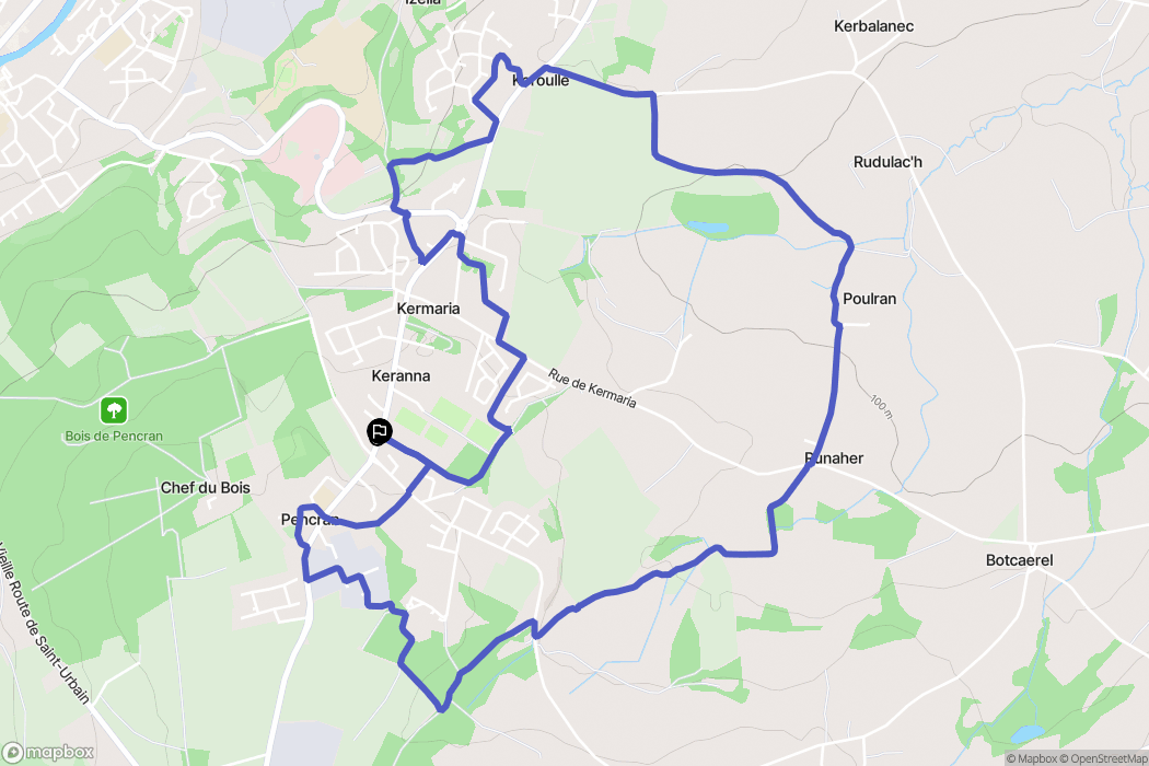 Pencran : carte du parcours de randonnée - France
