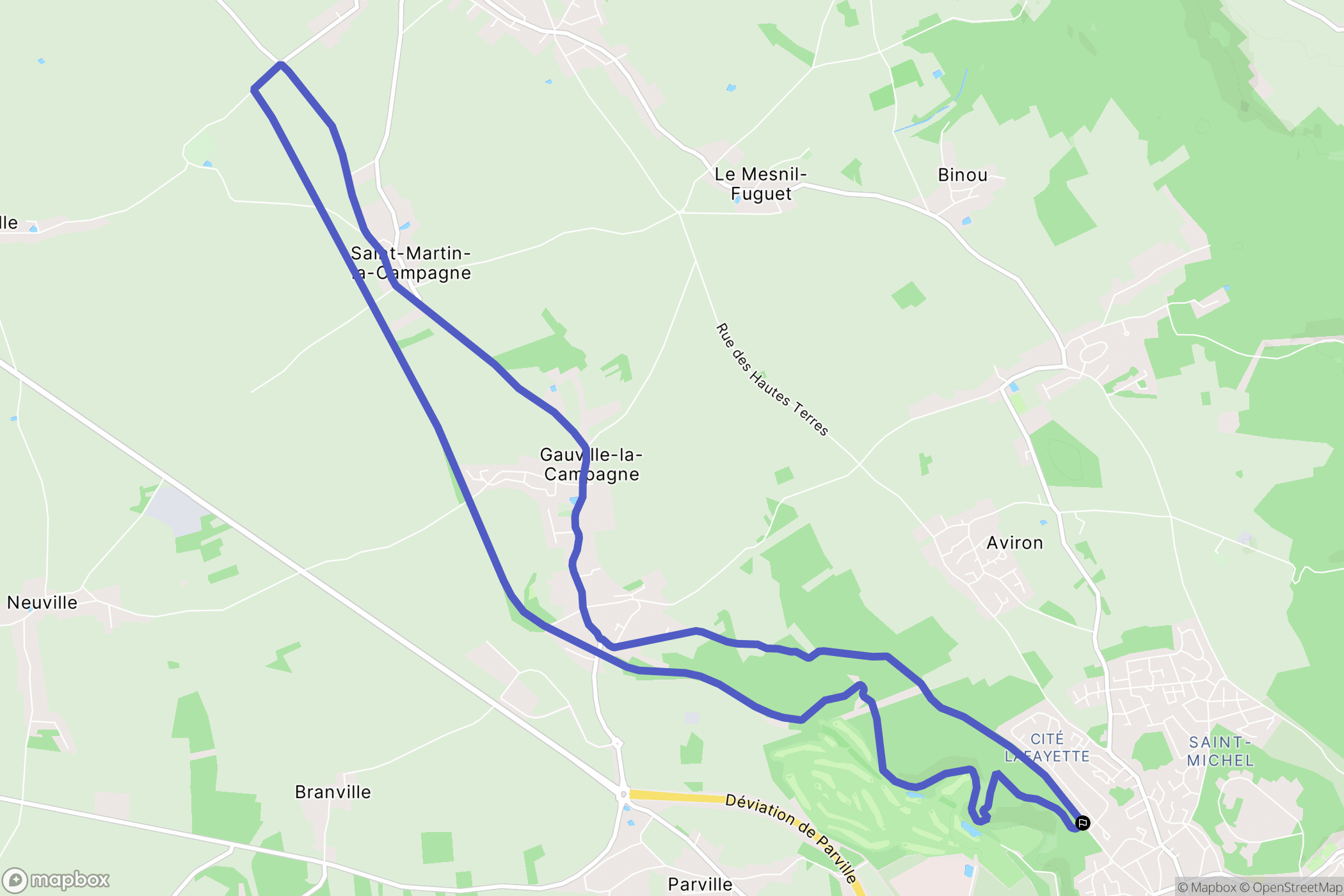 Évreux : carte du parcours de randonnée - France