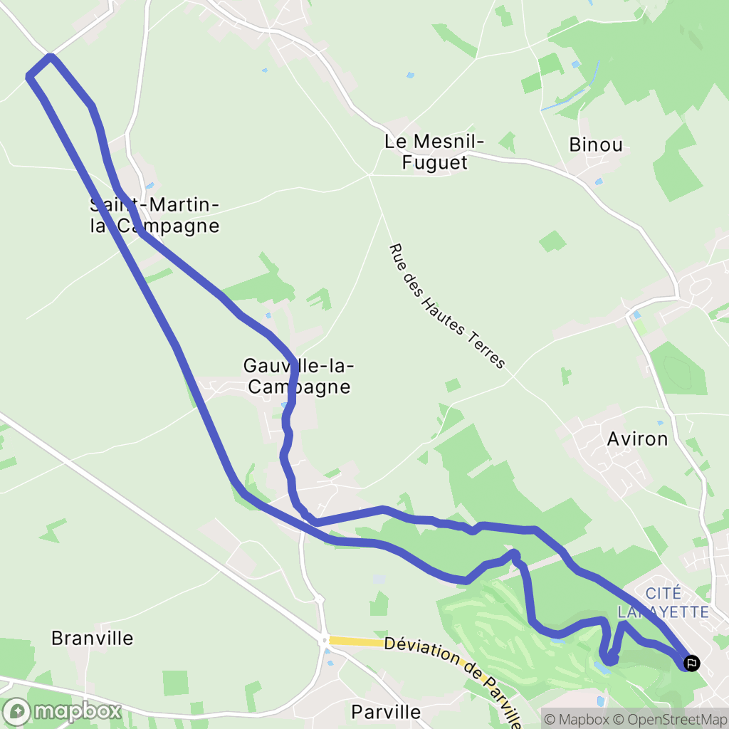 Évreux : carte du parcours de randonnée - France