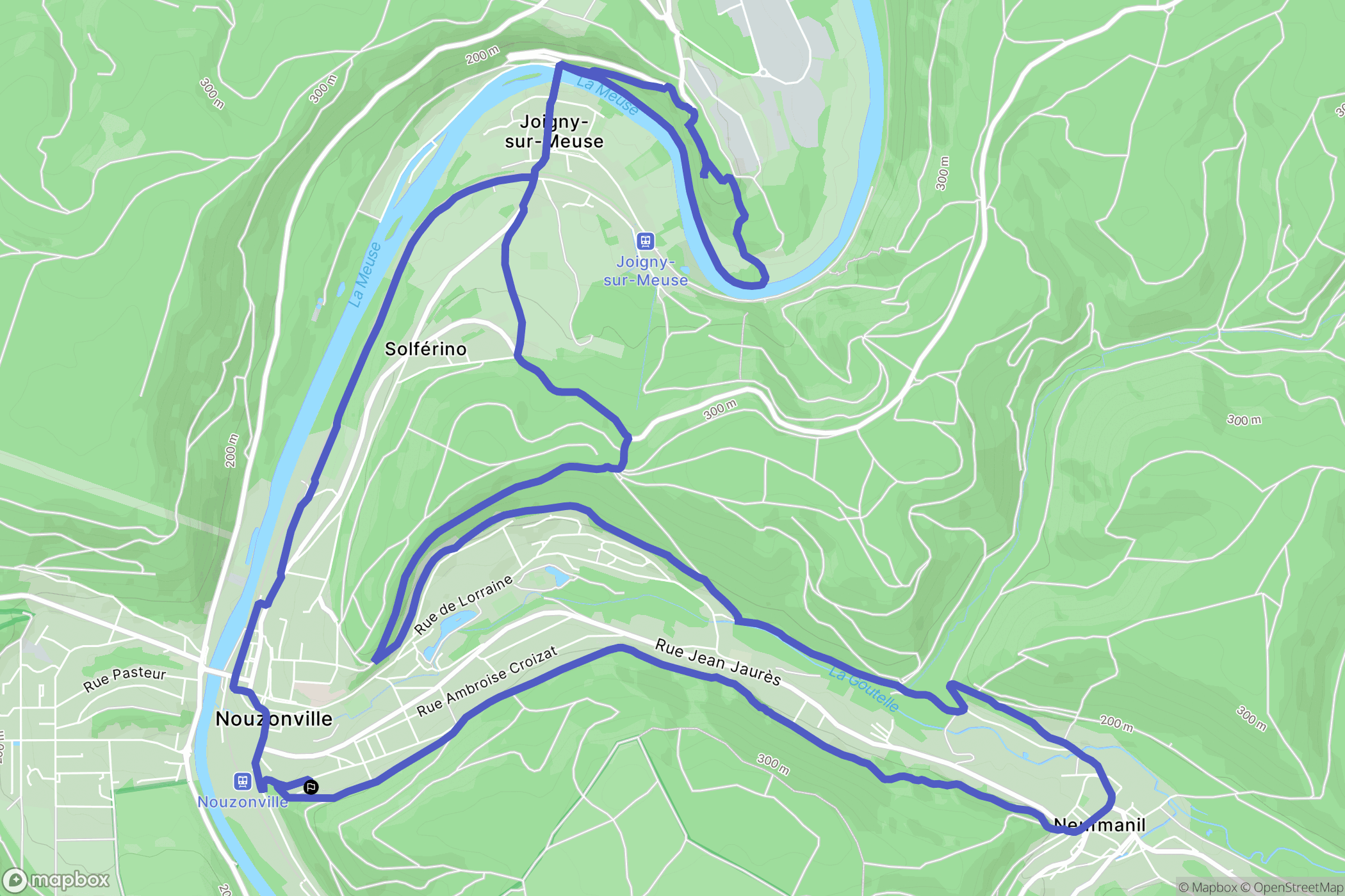 Nouzonville : carte du parcours de randonnée - France
