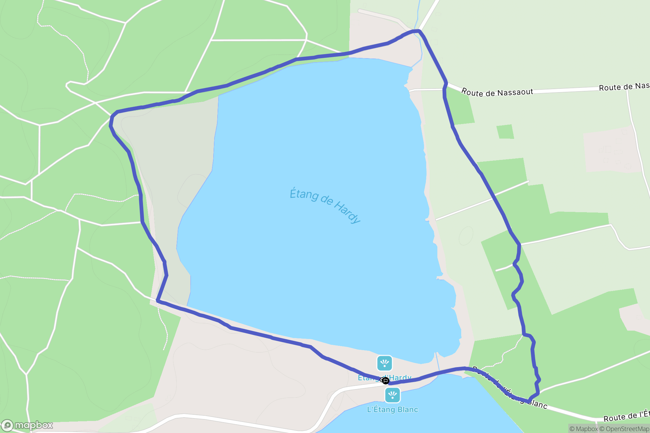 Soustons : carte du parcours de randonnée - France