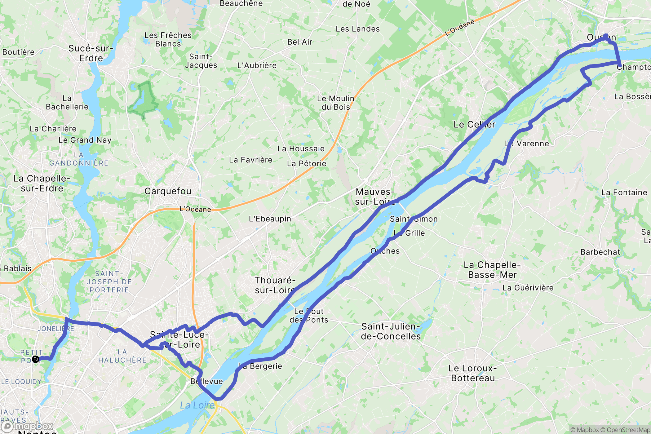 Nantes : carte du parcours de randonnée - France