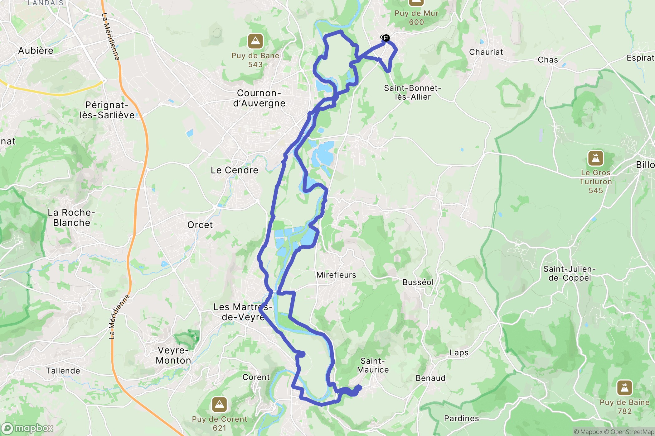 Mur-sur-Allier : carte du parcours de randonnée - France