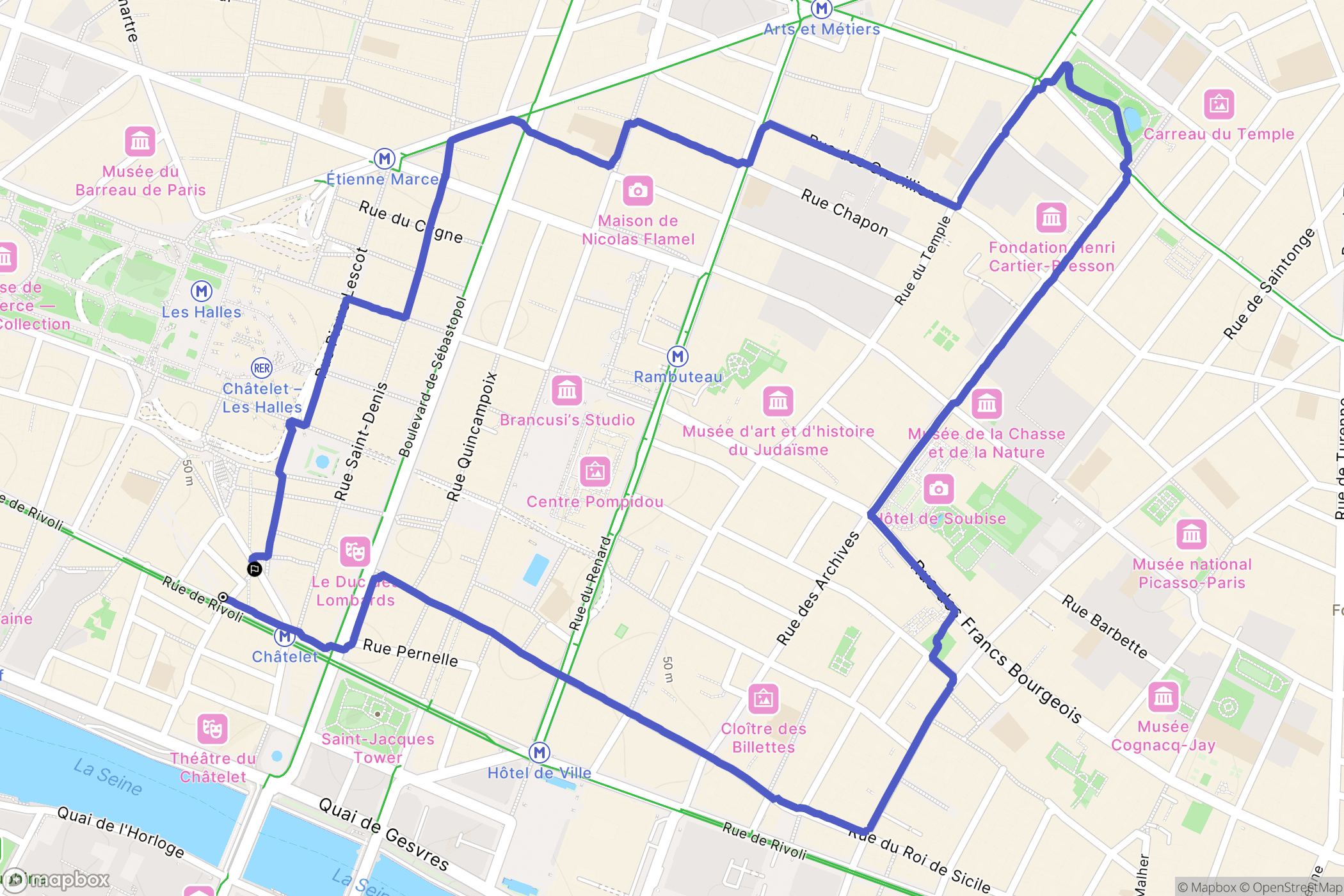 Paris : carte du parcours de randonnée - France