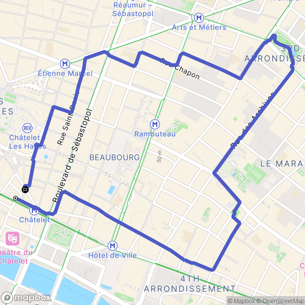 Paris : carte du parcours de randonnée - France