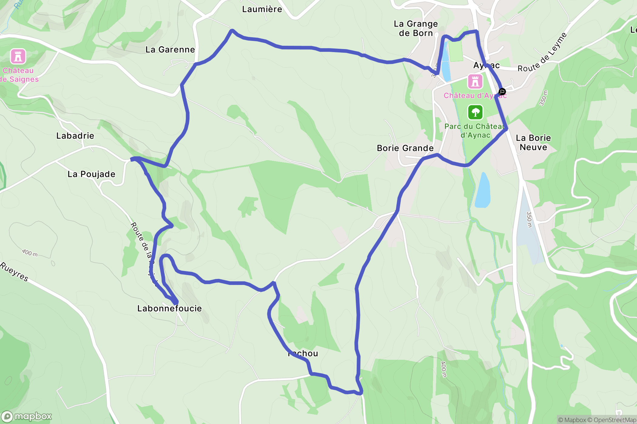 Aynac : carte du parcours de randonnée - France
