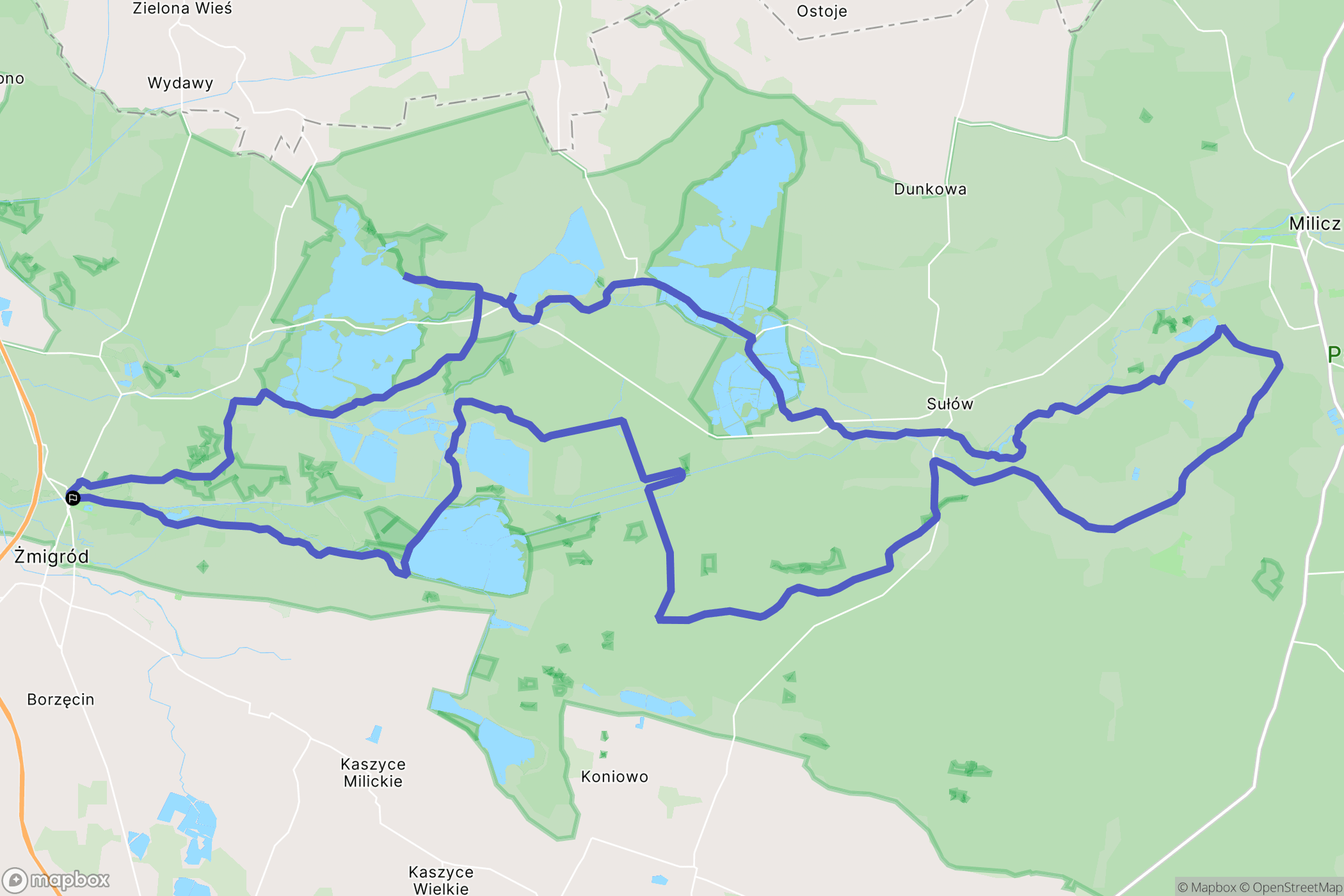 Żmigród: mapa trasy - Poland