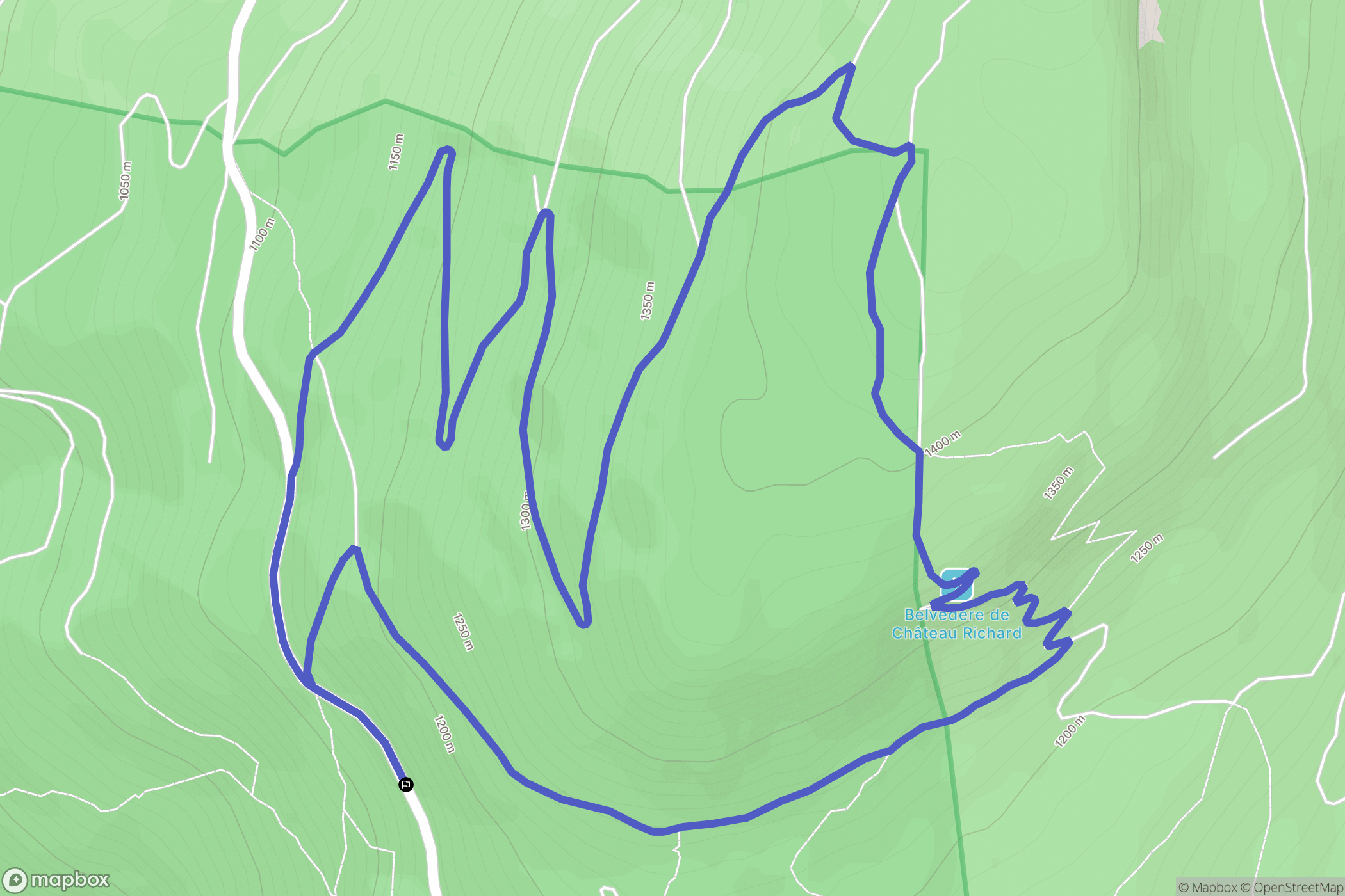 Nances : carte du parcours de randonnée - France