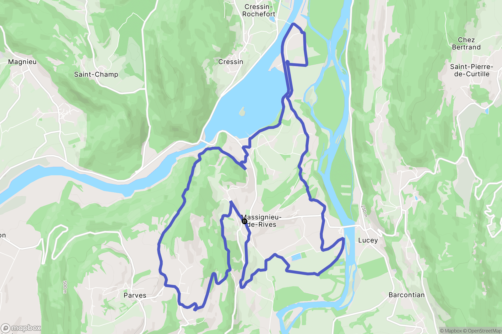 Massignieu-de-Rives : carte du parcours de randonnée - France