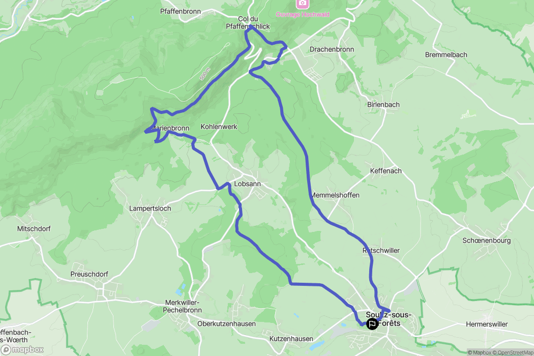 Soultz-sous-Forêts : carte du parcours de randonnée - France