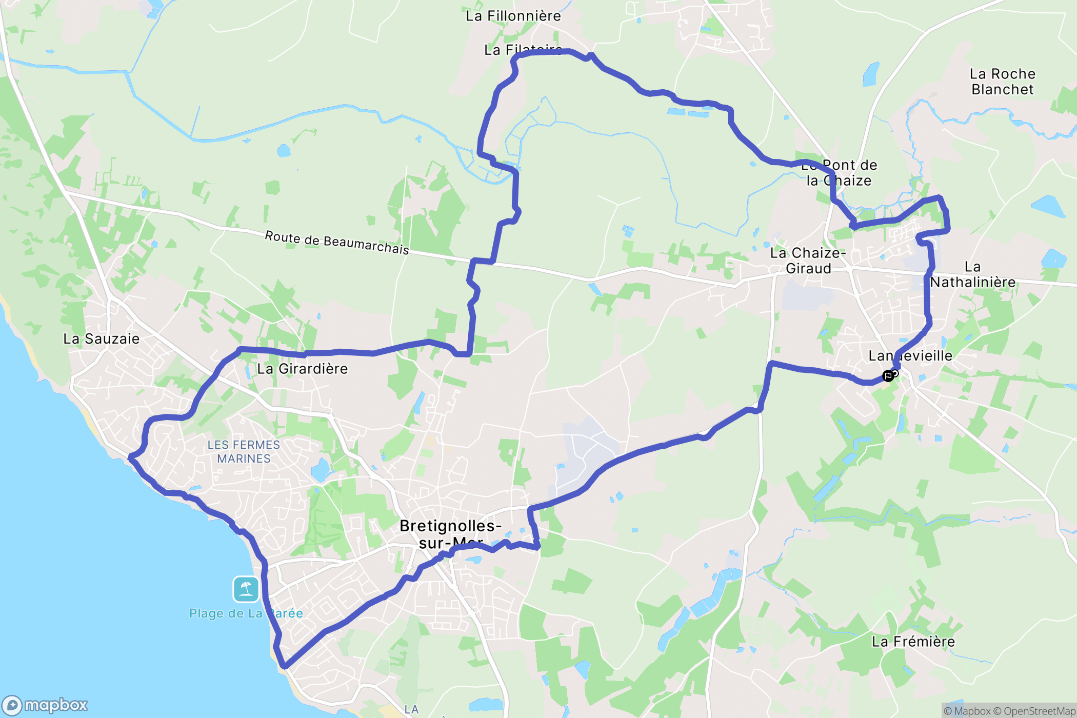 Landevieille : carte du parcours de randonnée - France