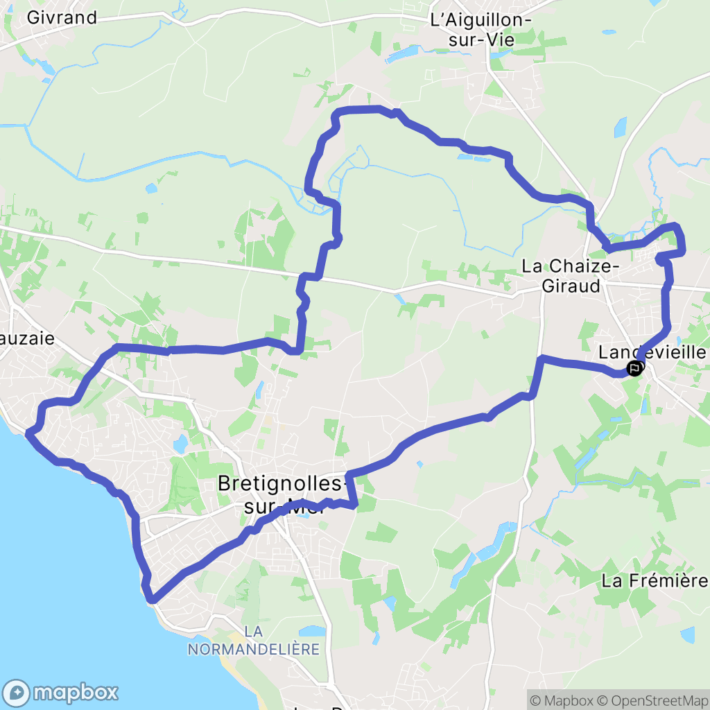 Landevieille : carte du parcours de randonnée - France