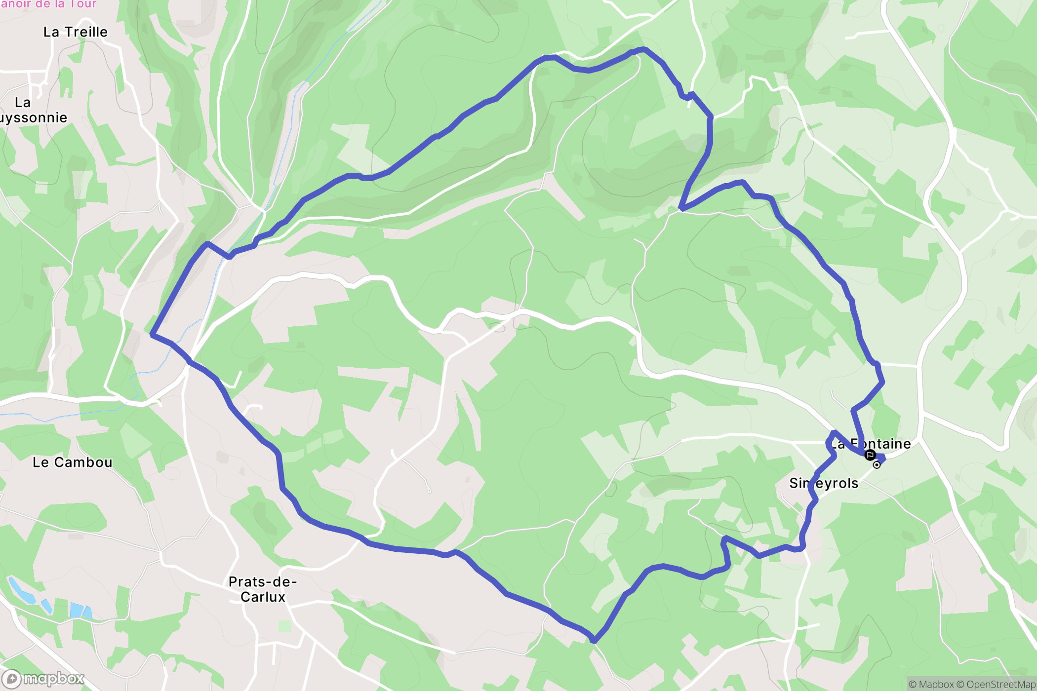 Simeyrols : carte du parcours de randonnée - France