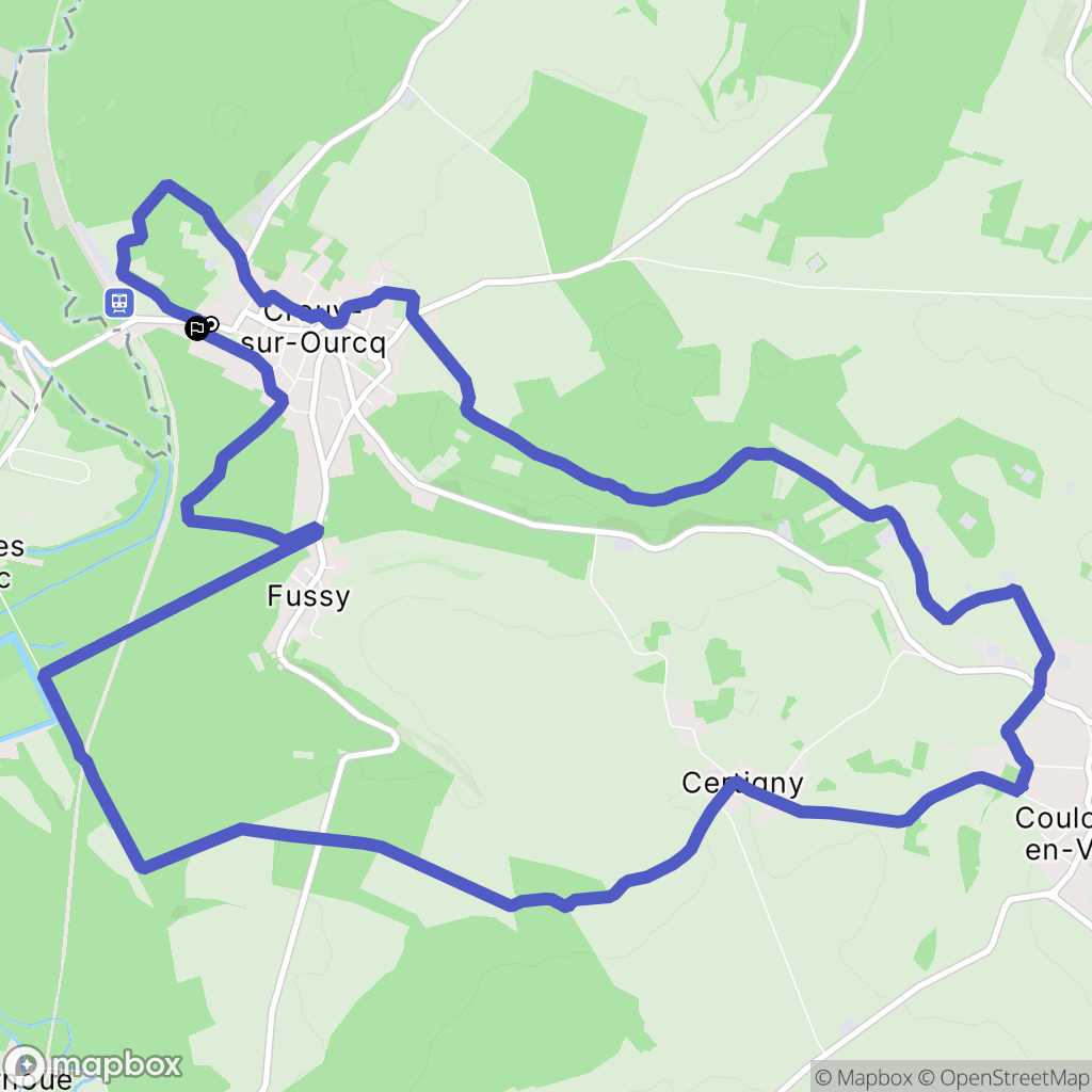 Crouy-sur-Ourcq : carte du parcours de randonnée - France
