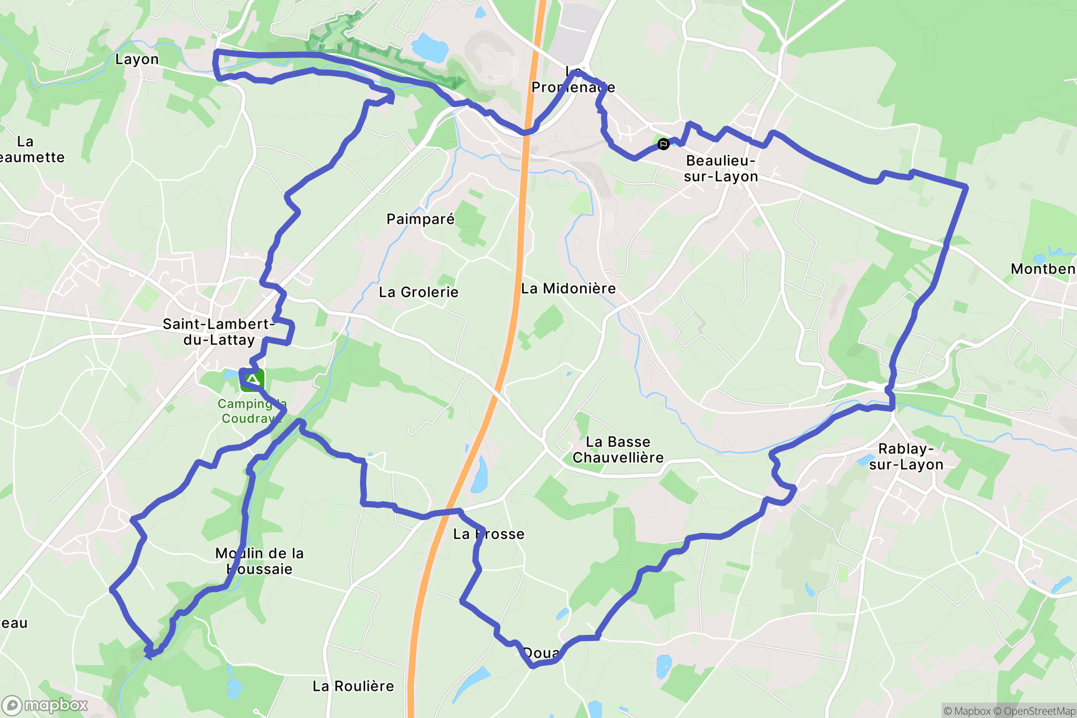 Beaulieu-sur-Layon : carte du parcours de randonnée - France