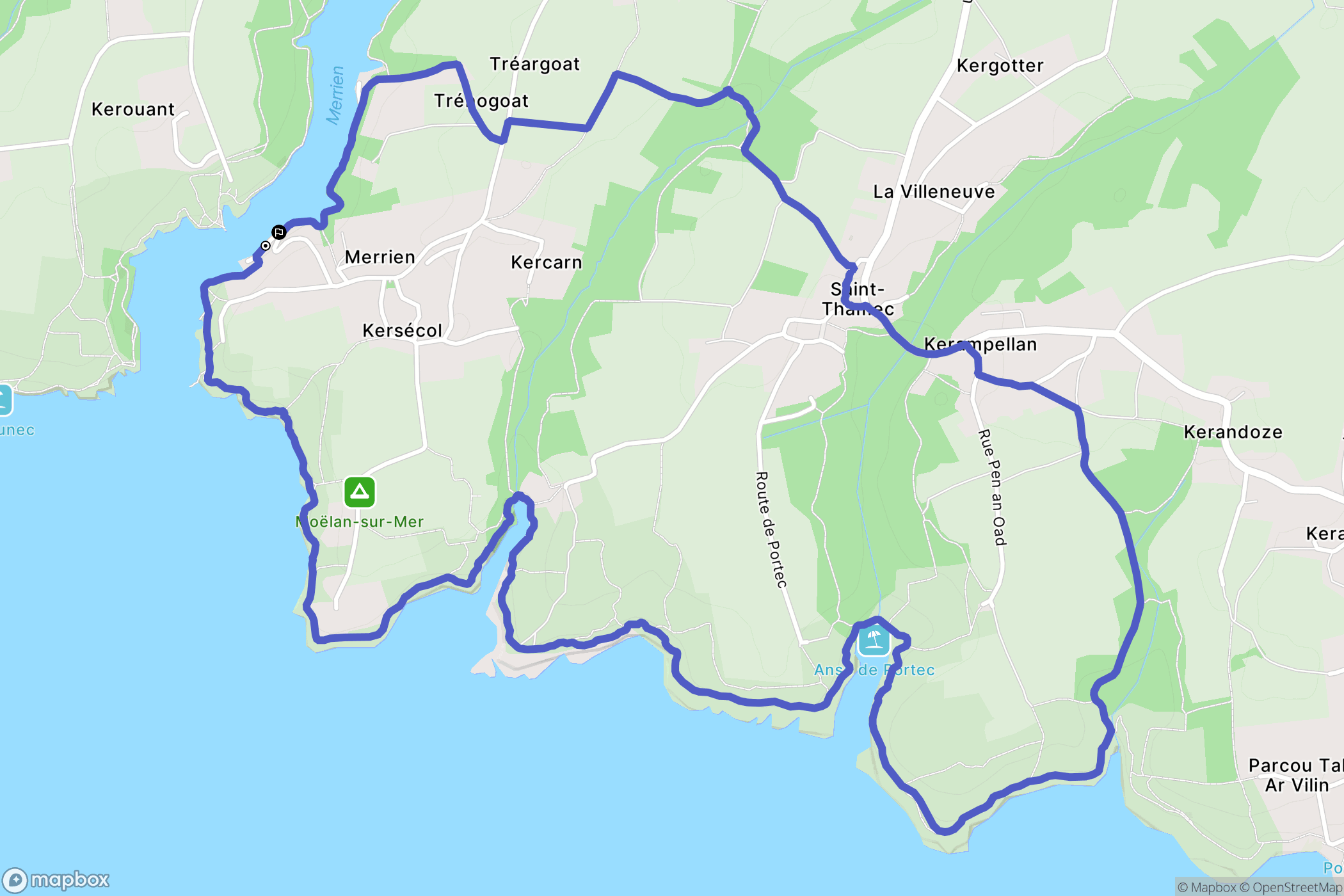 Moëlan-sur-Mer : carte du parcours de randonnée - France