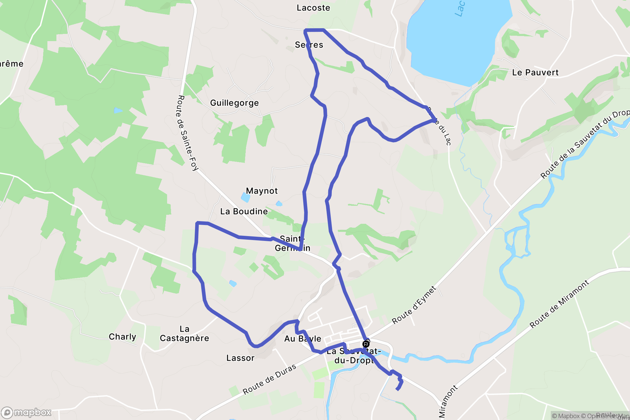 La Sauvetat-du-Dropt : carte du parcours de randonnée - France
