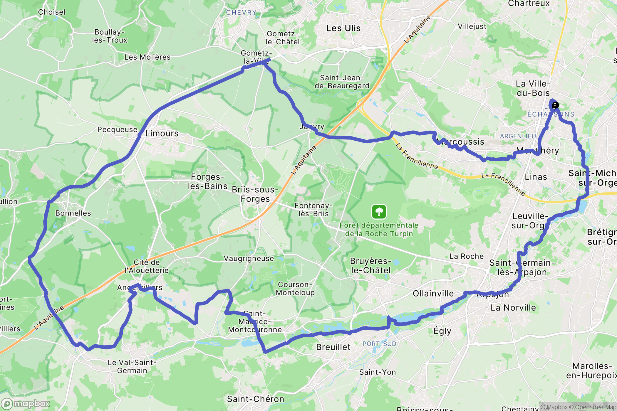 Longpont-sur-Orge : carte du parcours de randonnée - France