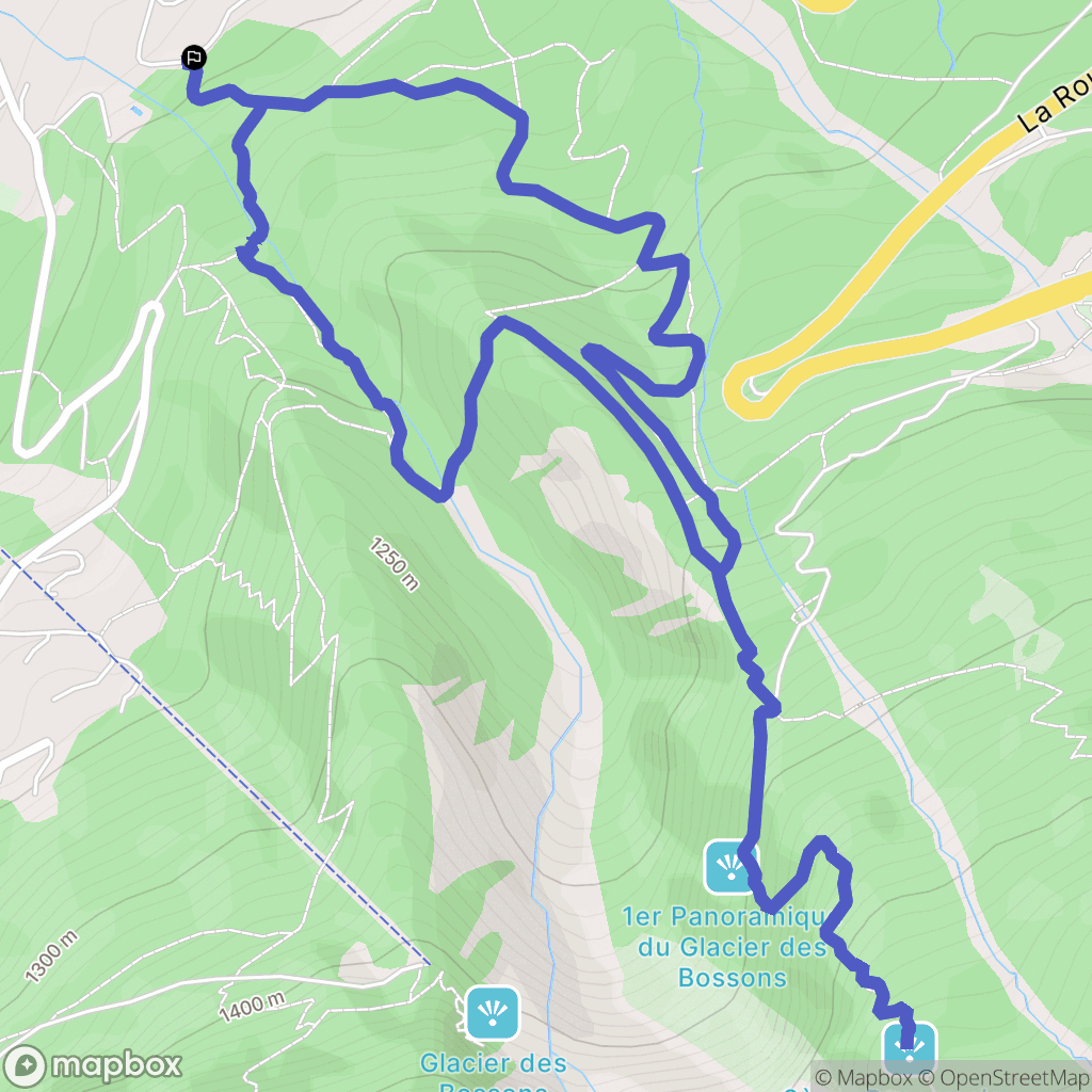 Chamonix-Mont-Blanc : carte du parcours de randonnée - France