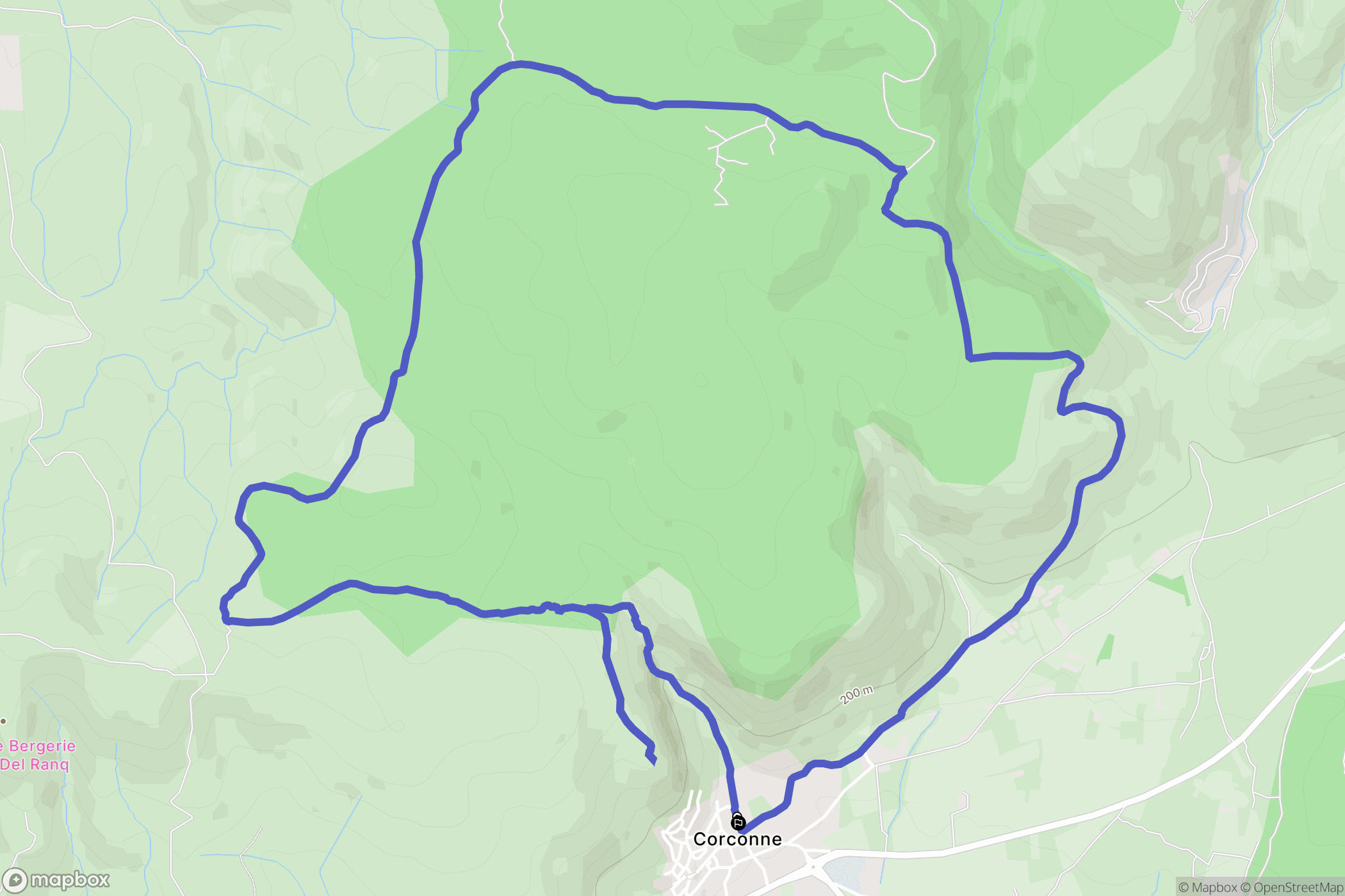 Corconne : carte du parcours de randonnée - France